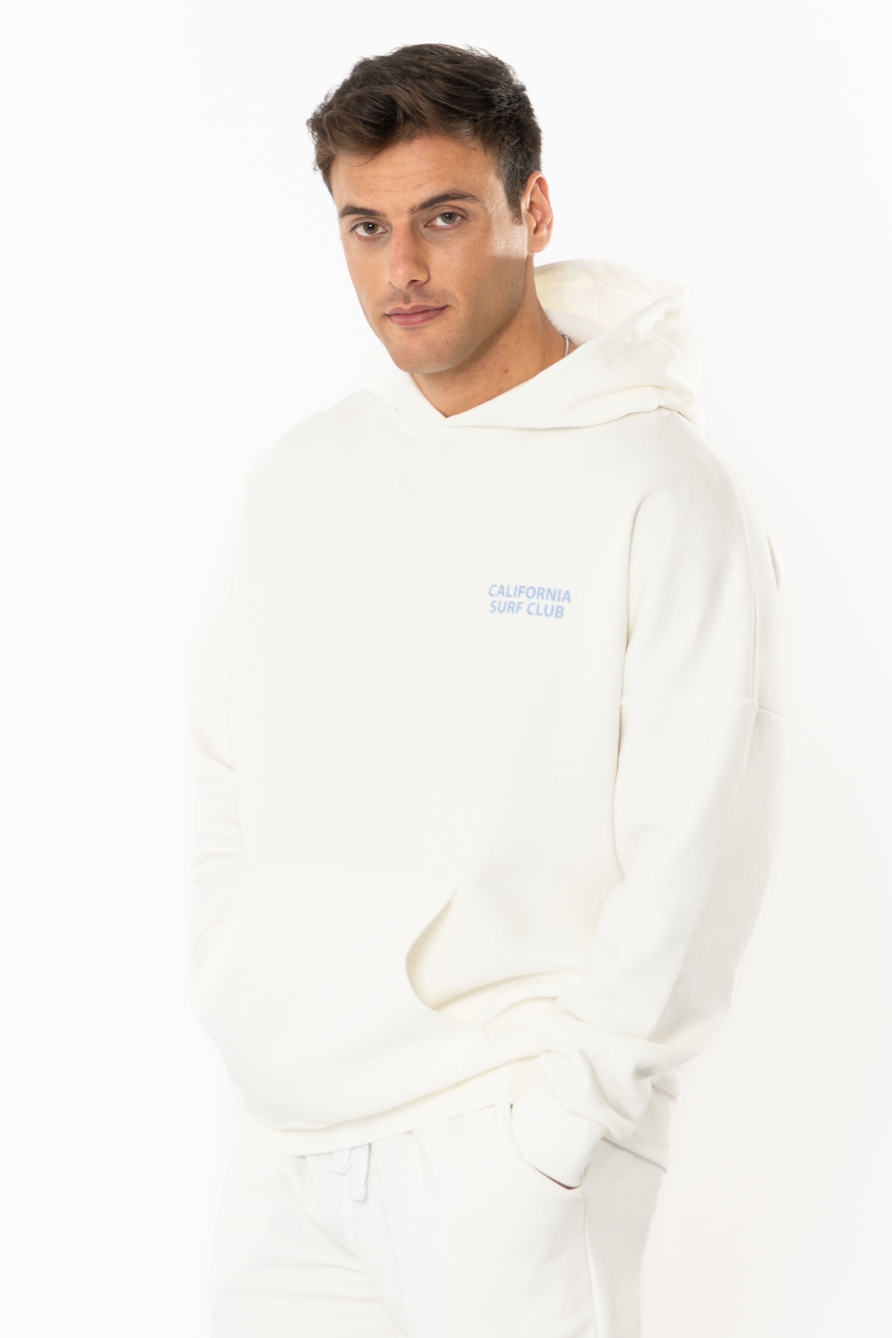 Surf Oversize Hoodie Erkek - Ekru