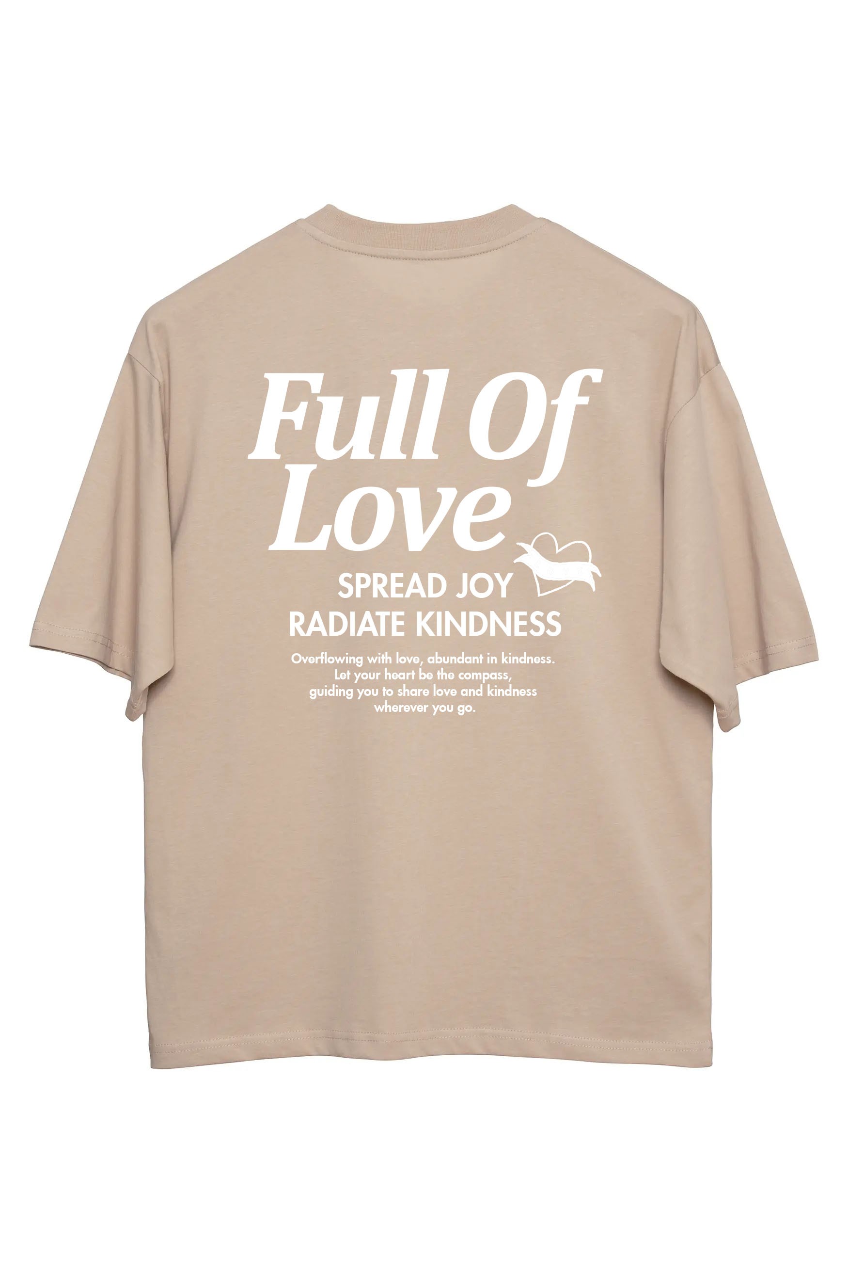 Full Of Love Oversize T-Shirt Kadın - Bej