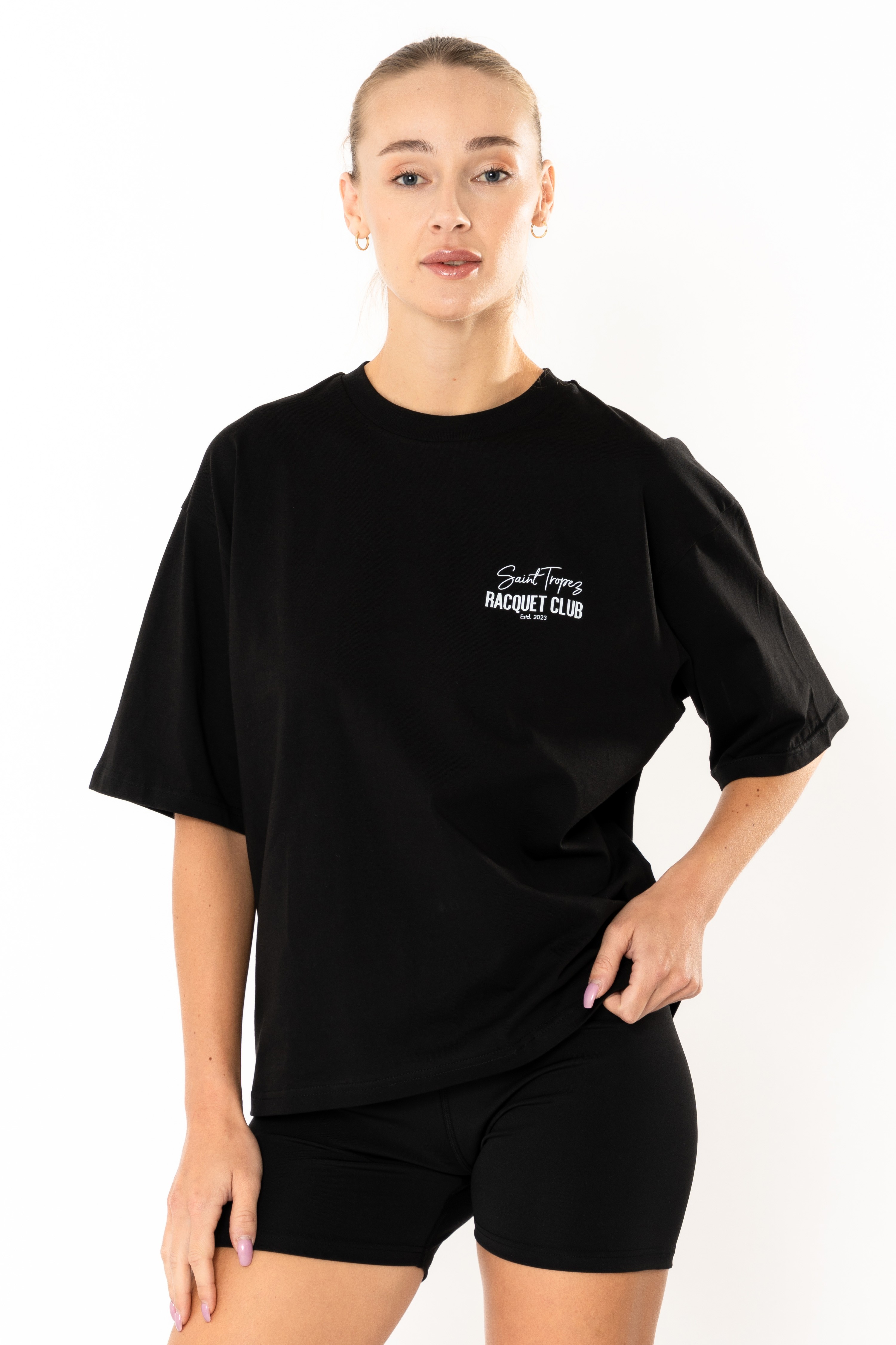 Racquet Lover Oversize T-Shirt Kadın - Siyah
