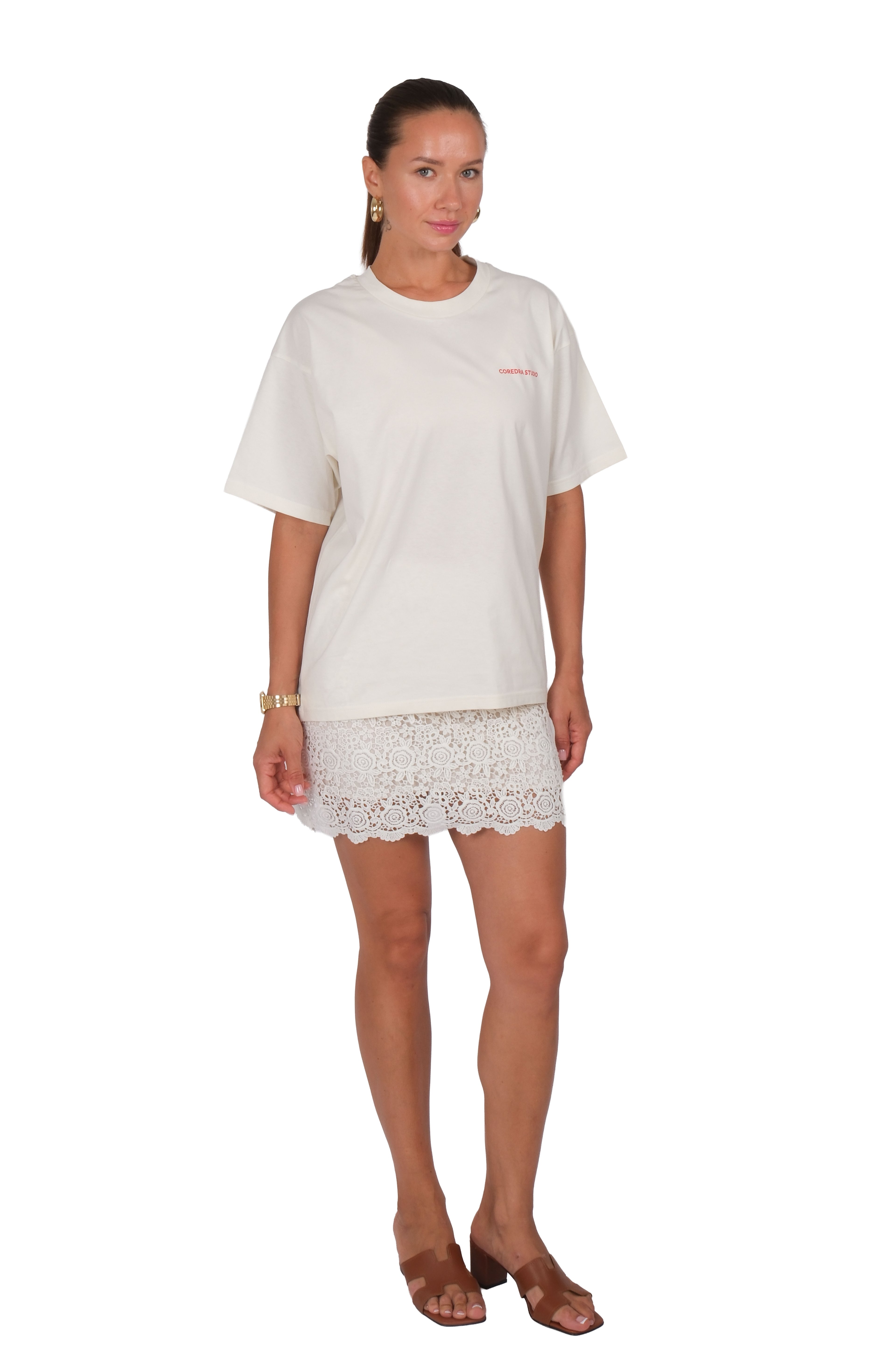 Romantics Oversize Fit T-Shirt Kadın - Ekru C101