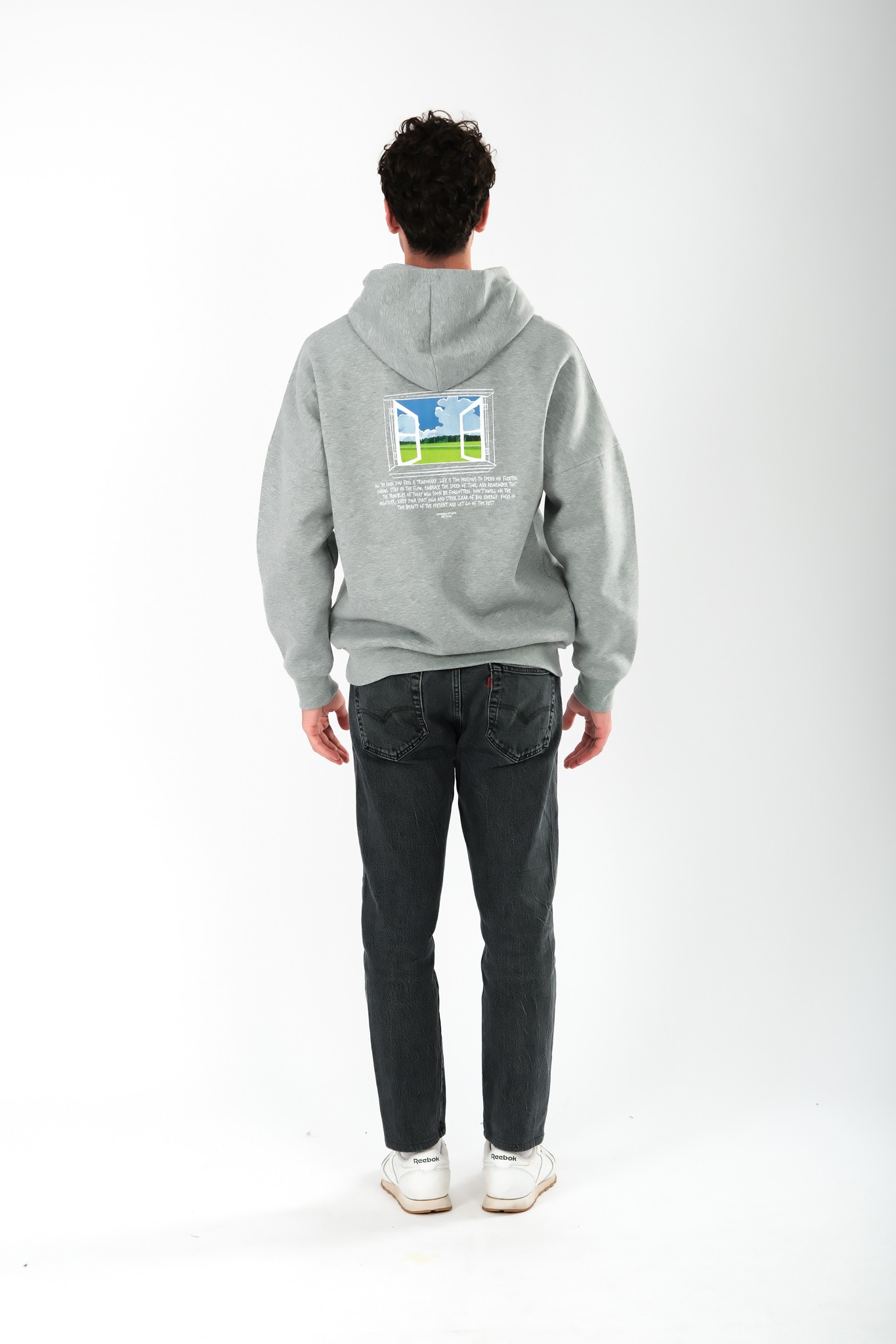 Journey Oversize Fit Hoodie Erkek - Gri C107