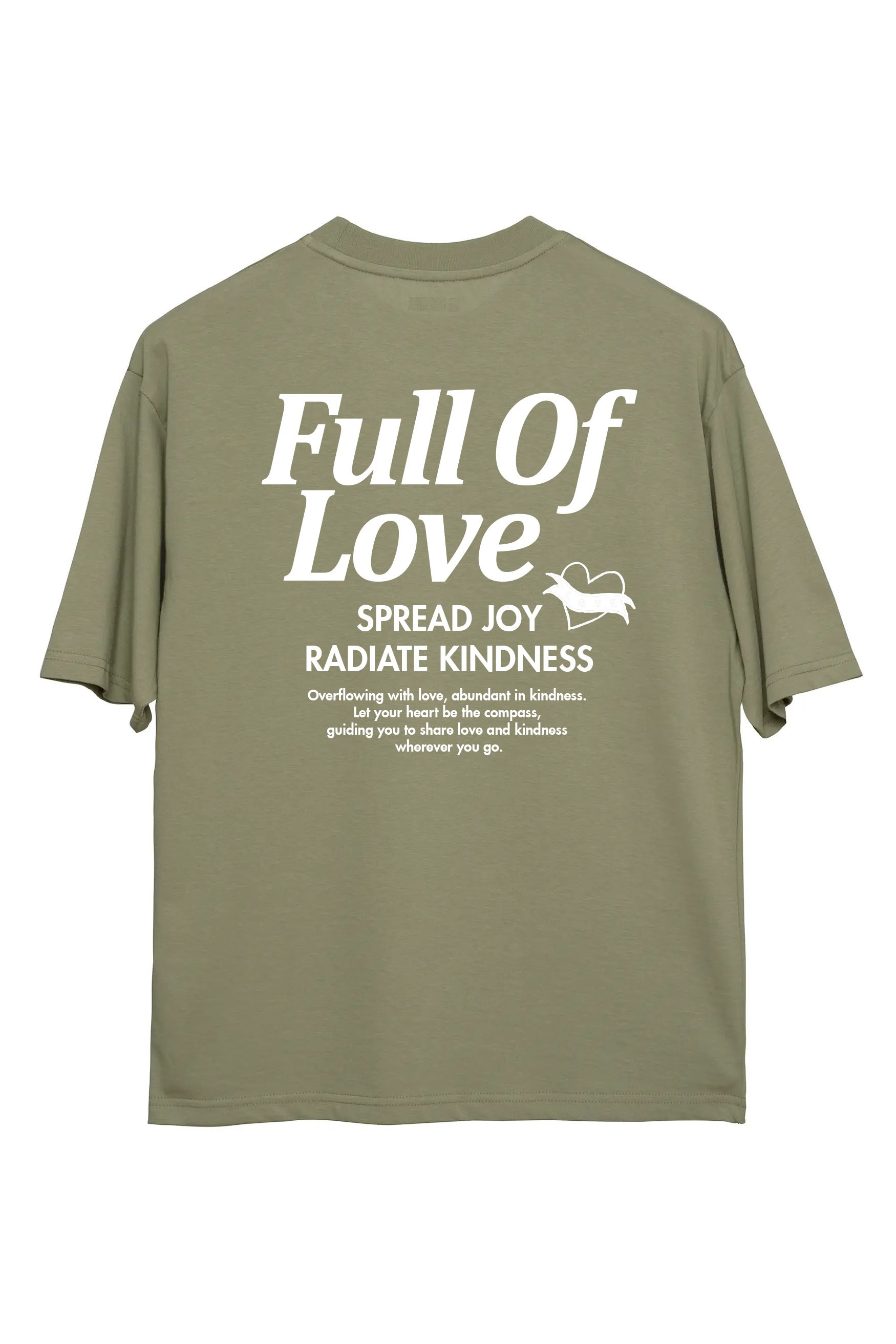 Full Of Love Oversize T-Shirt Erkek - Haki C101