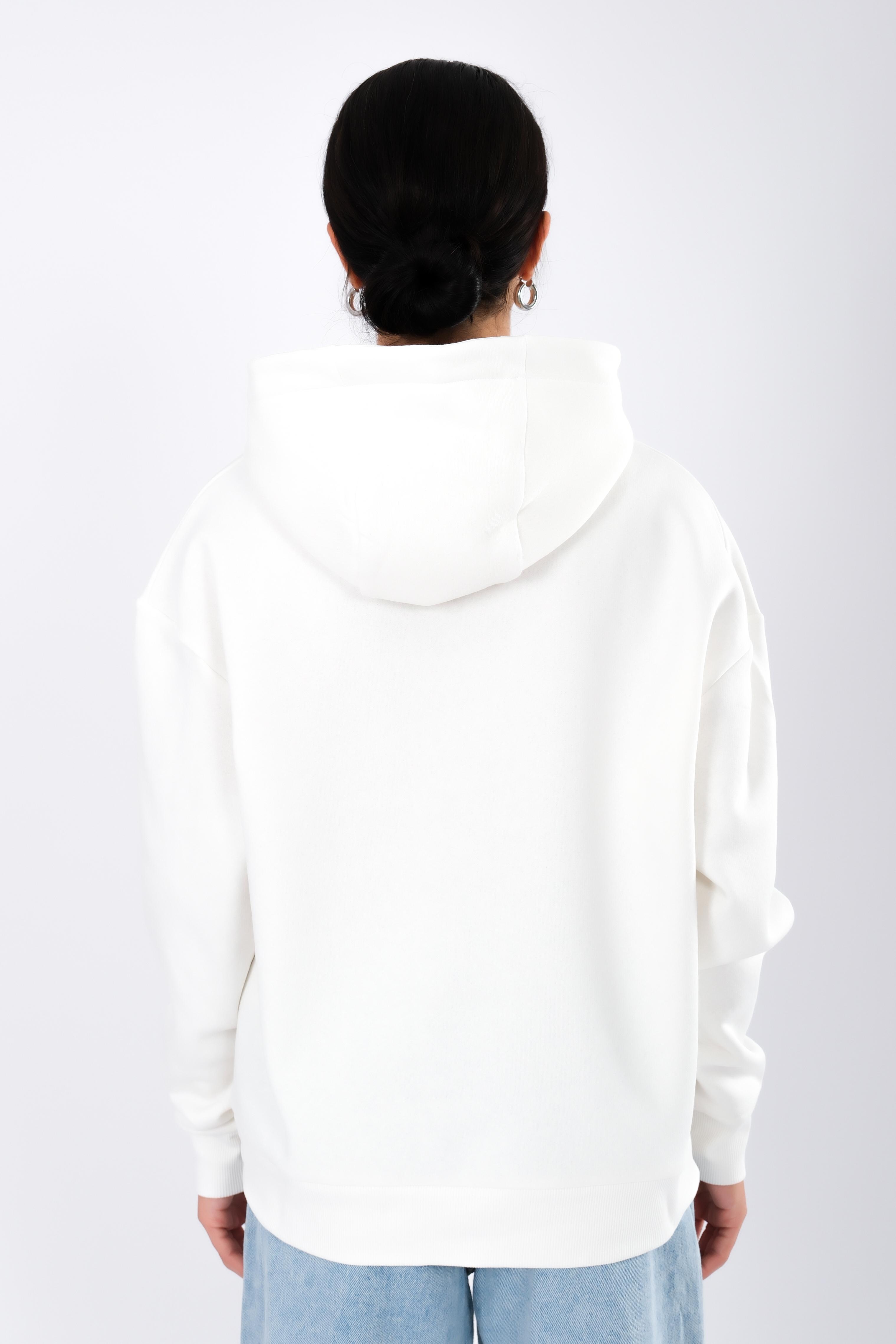 Coredra Studio Ekru  - Relaxed Fit Hoodie Kadın C503