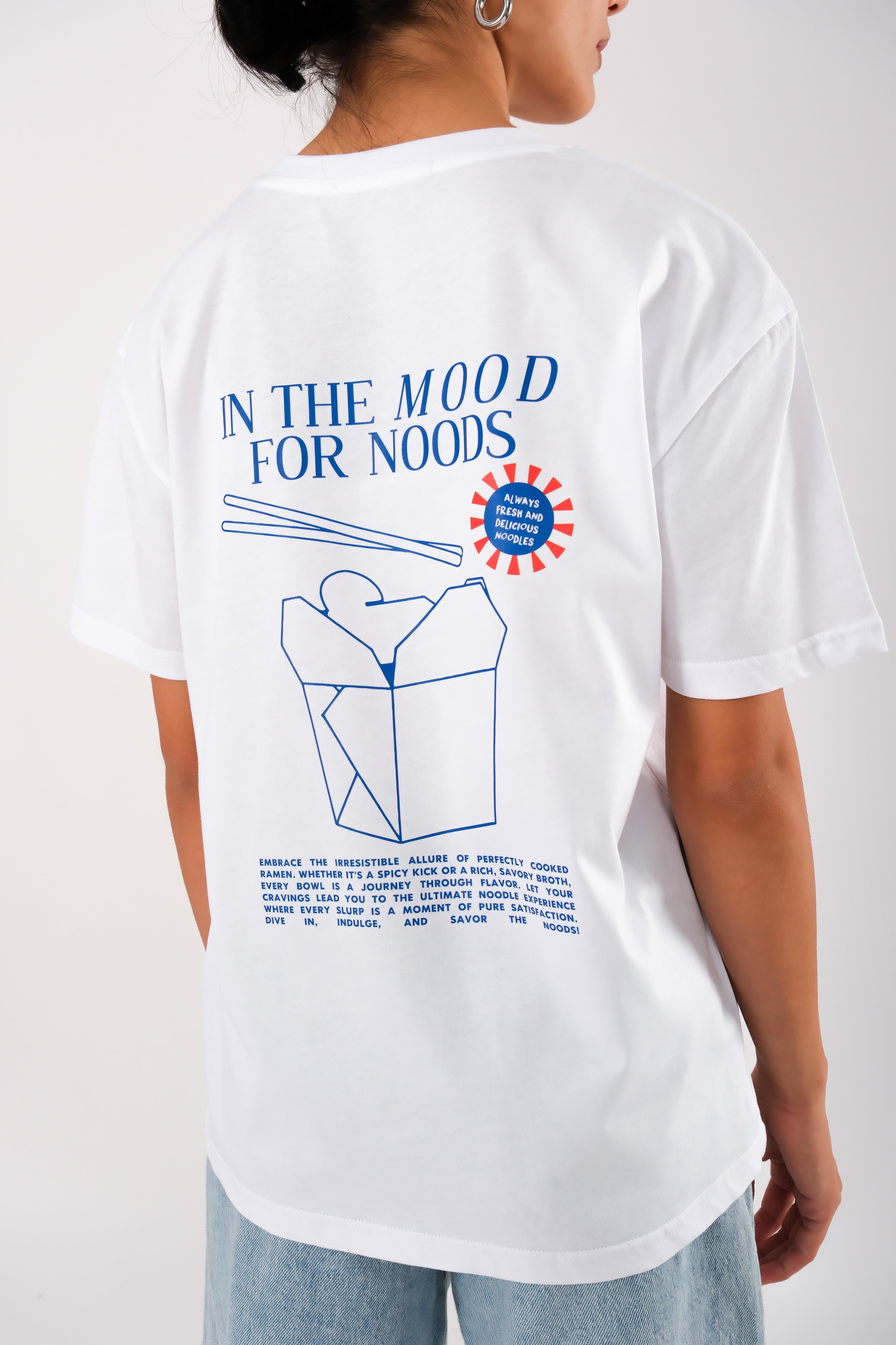 In The Mood For The Noods Relaxed Fit Kadın T-Shirt Beyaz C501