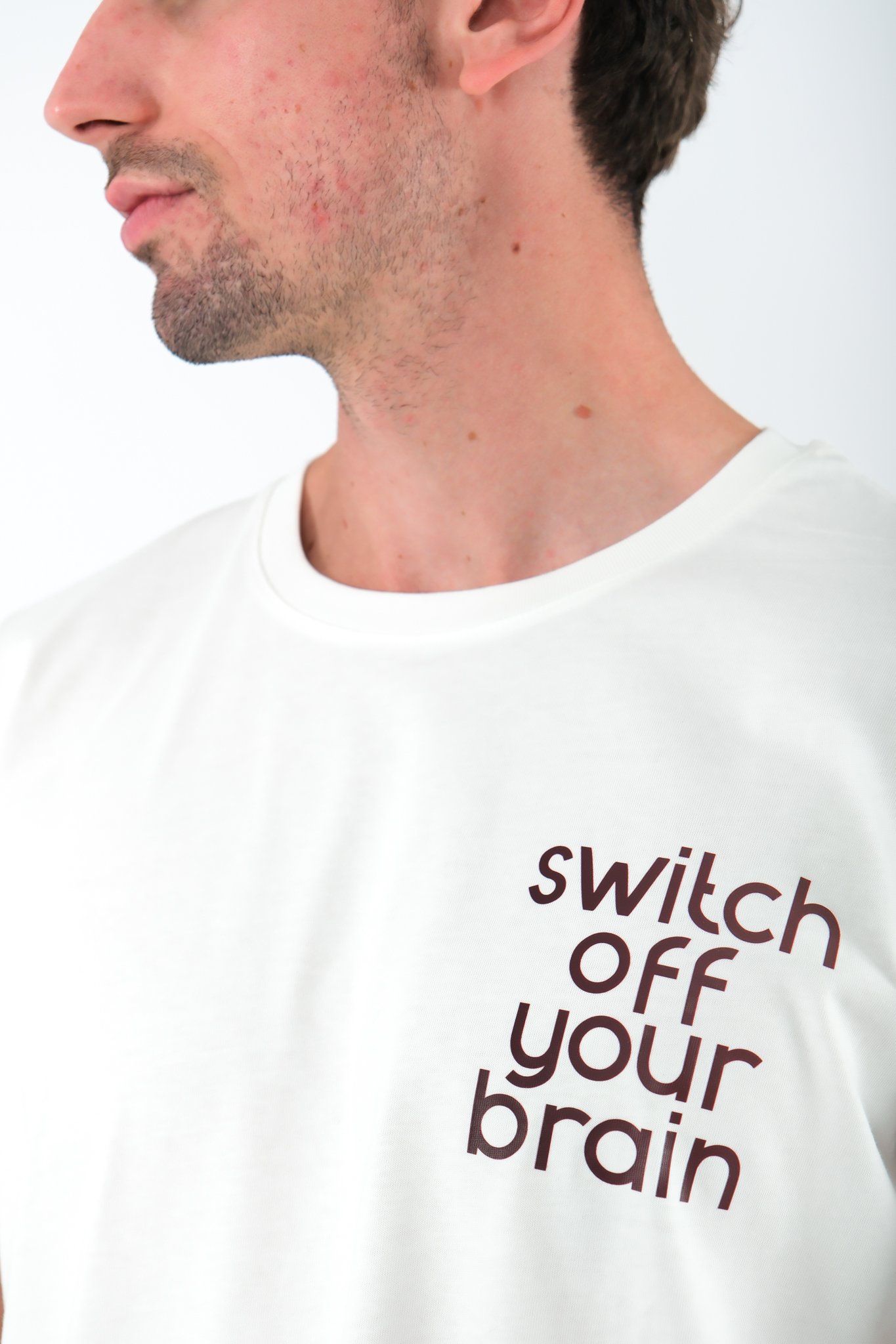 Switch Off Regular Fit T-Shirt Erkek -  Ekru C102