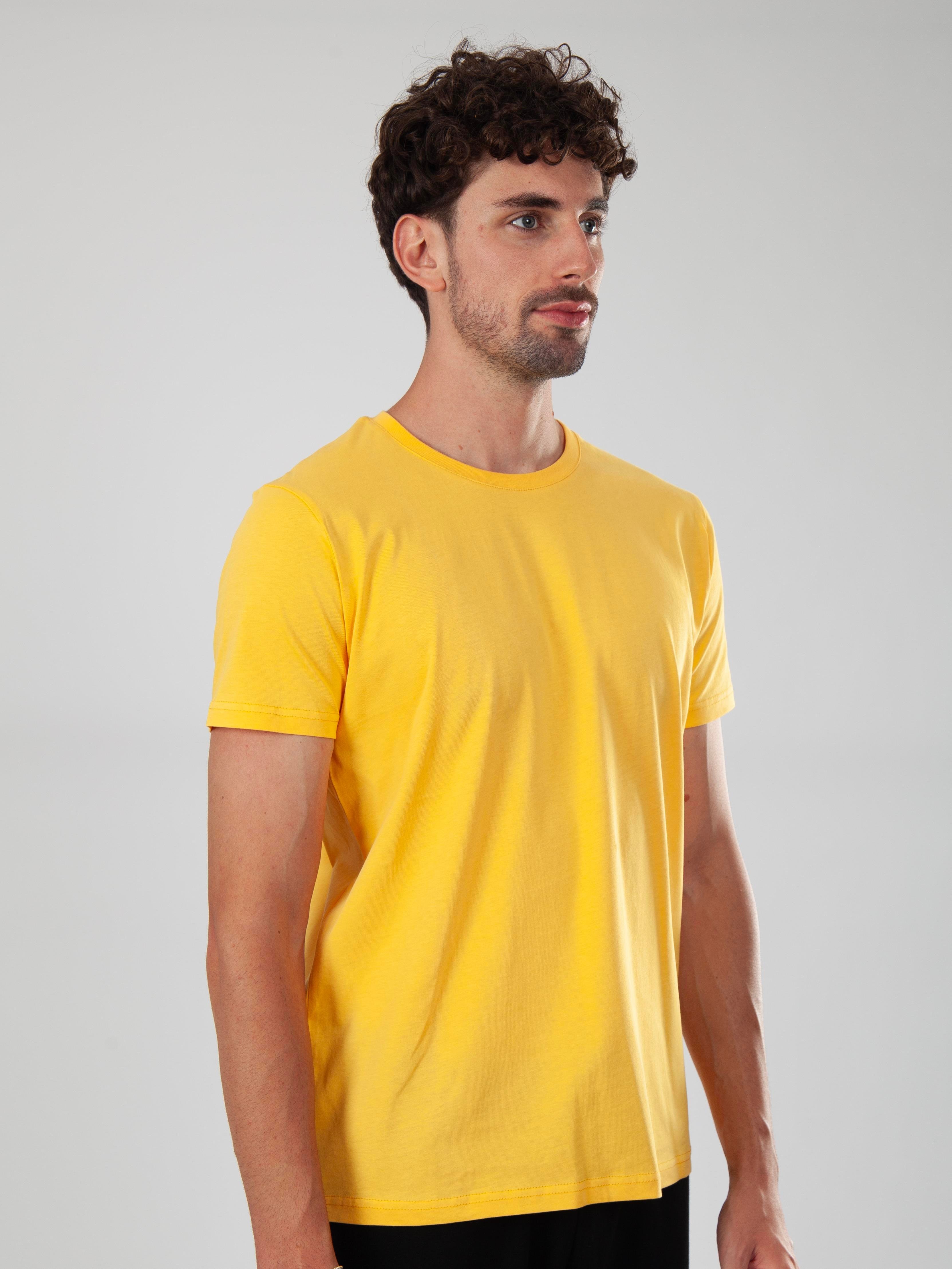 Basic Regular T-Shirt Erkek - Sarı C102