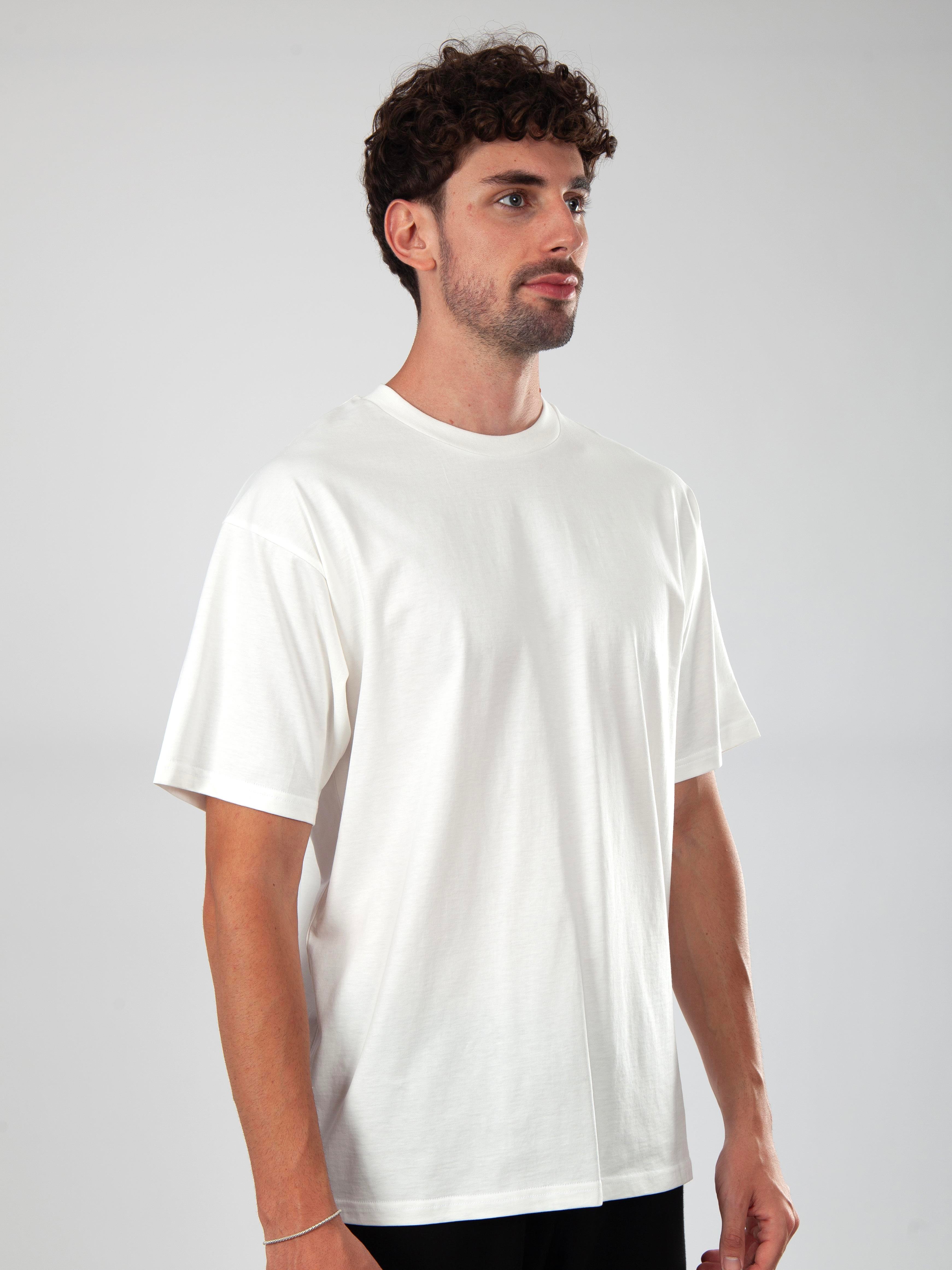 Basic Oversize T-Shirt Erkek - Ekru C101