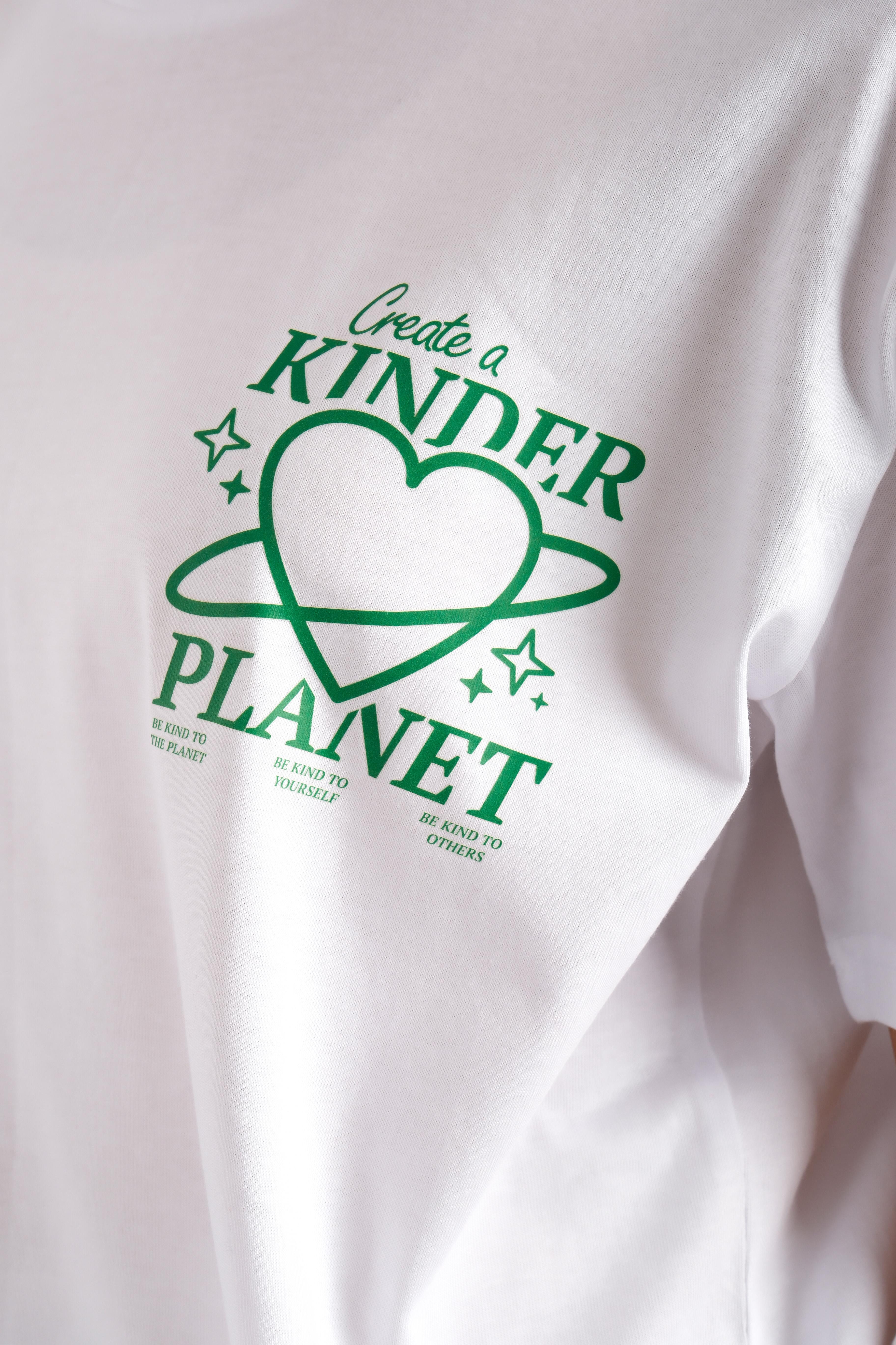 Kinder Planet Relaxed Fit Kadın T-Shirt Beyaz C501