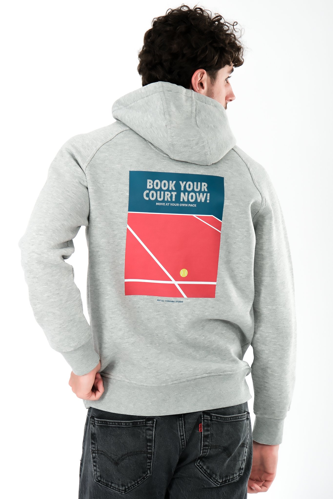 Book Your Court Now Regular Fit Hoodie Erkek - Gri C108