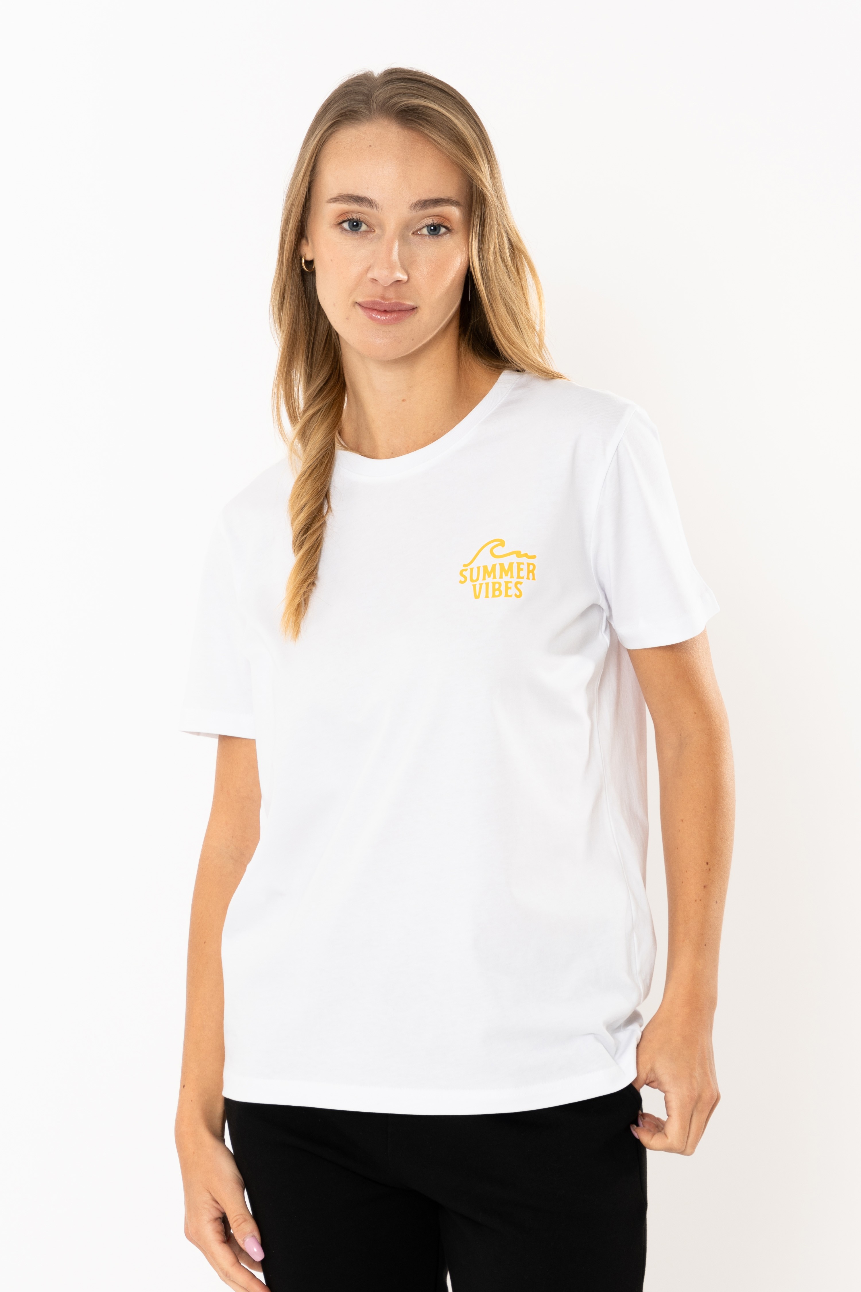 Wave Regular T-Shirt Kadın - Beyaz