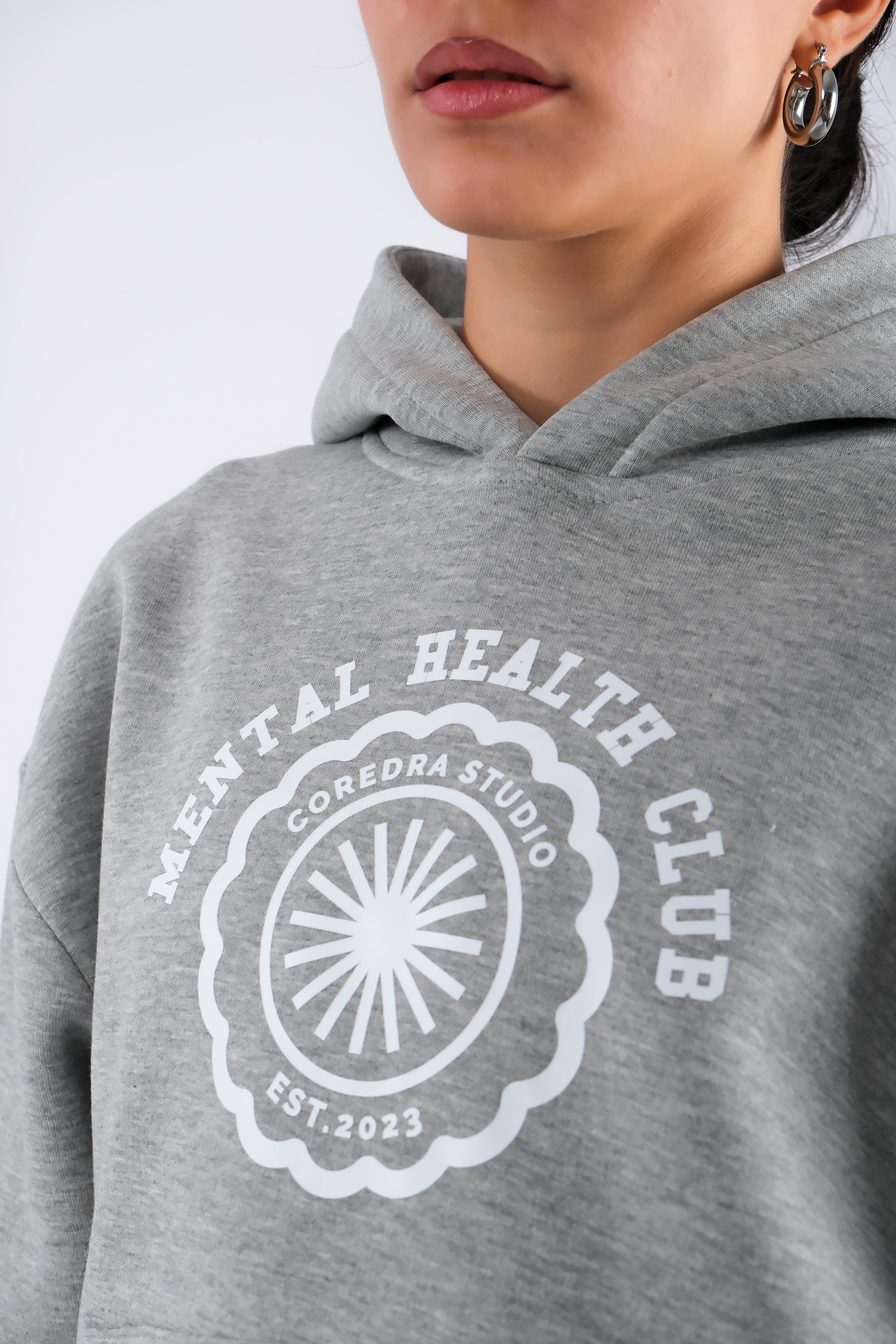 Mental Health Club Relaxed Fit Hoodie Kadın - Gri C503