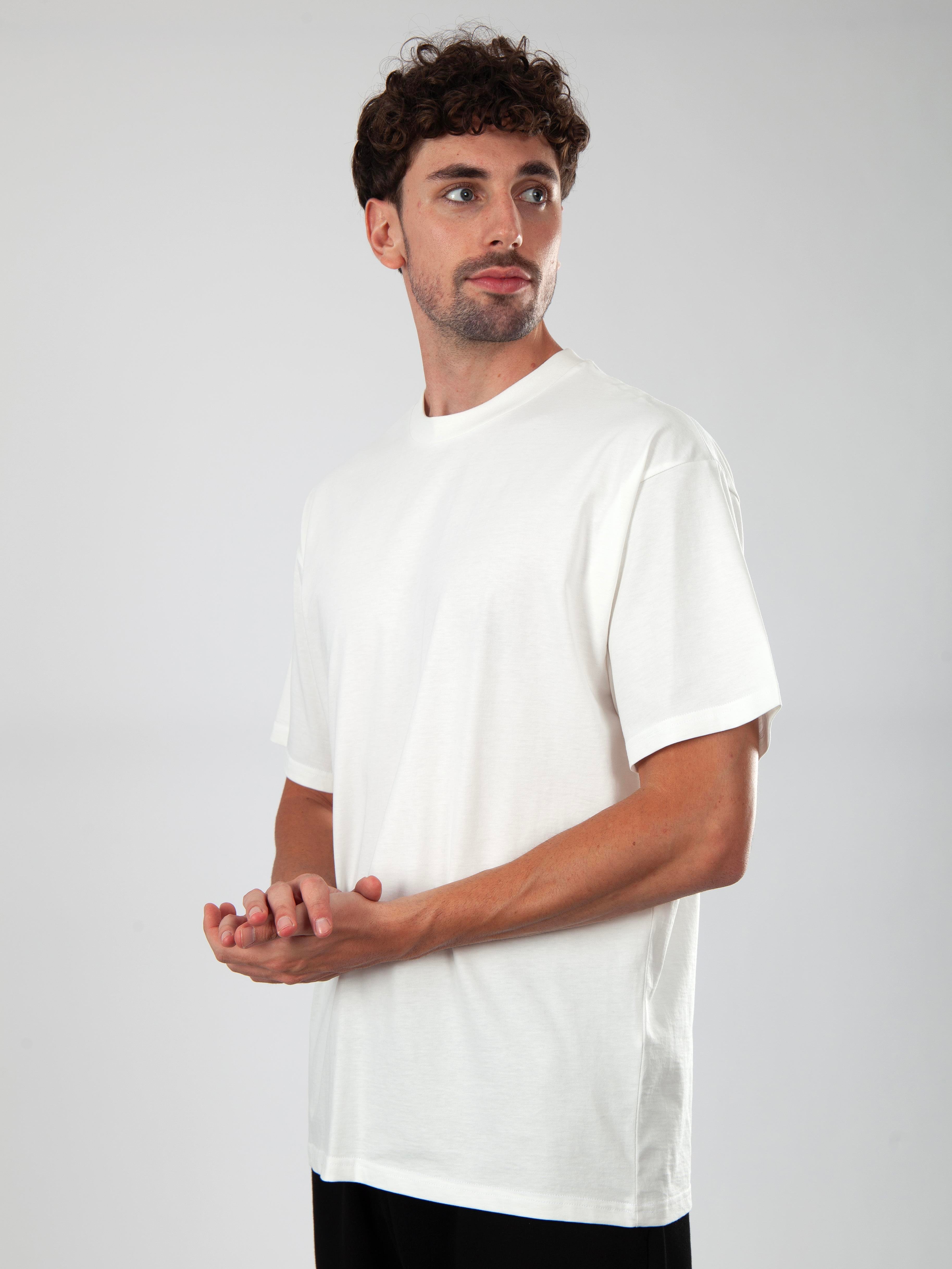 Basic Oversize T-Shirt Erkek - Ekru C101