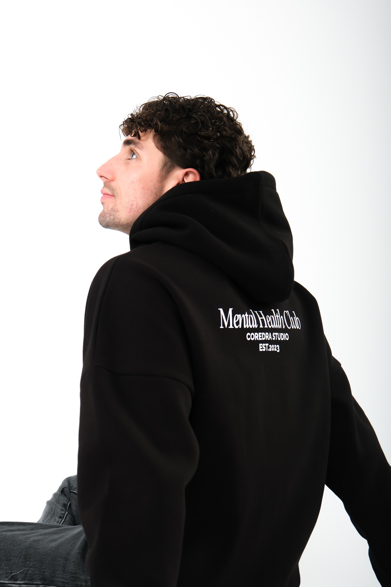 Mental Health Club Oversize Fit Hoodie Erkek - Siyah C107