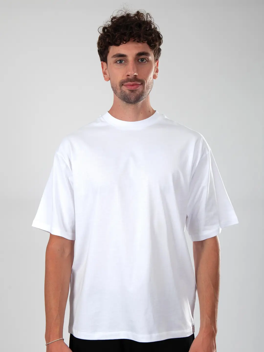 Basic Oversize T-Shirt Erkek - Beyaz