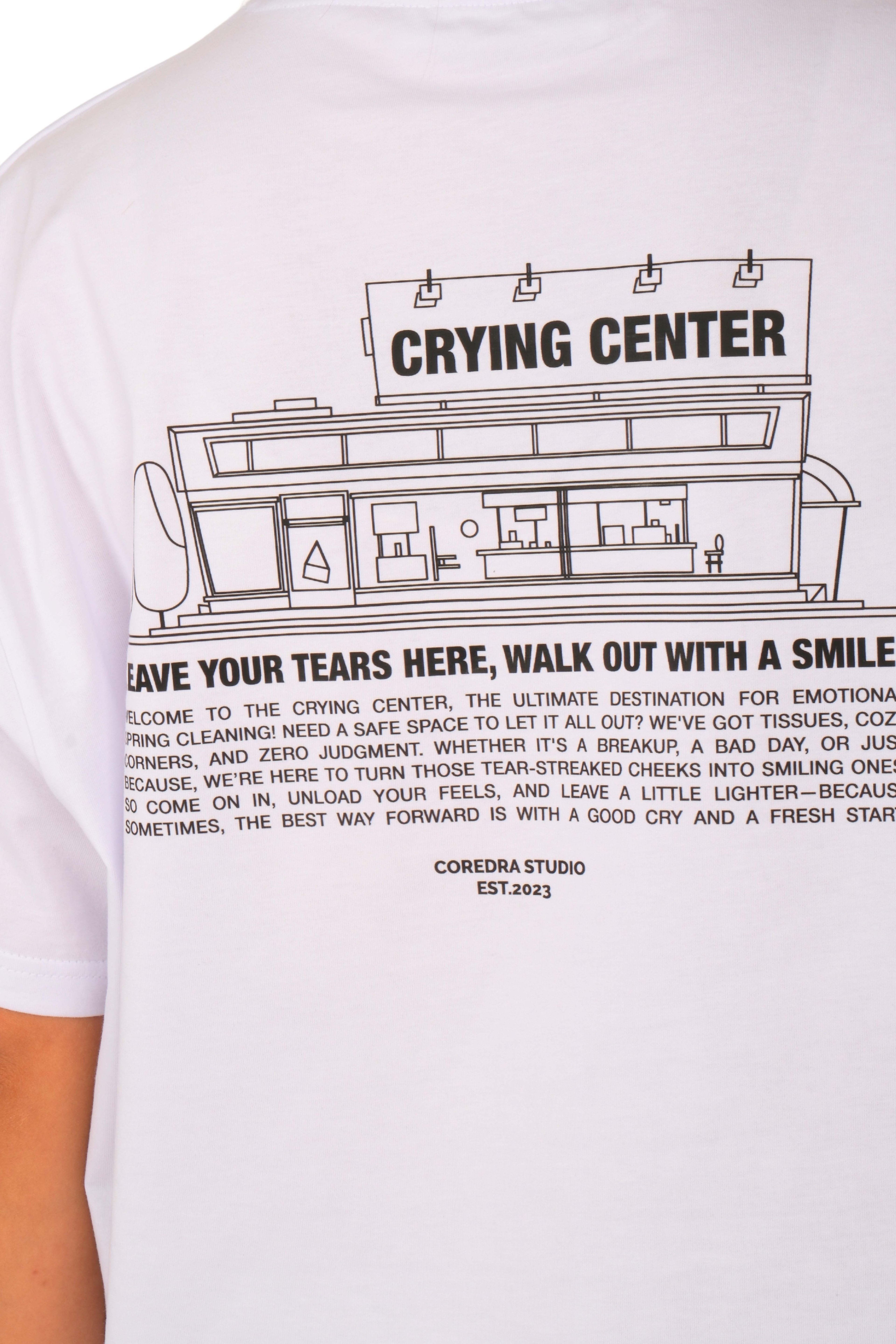 Crying Center Boxed Fit Kadın T-Shirt Beyaz C590