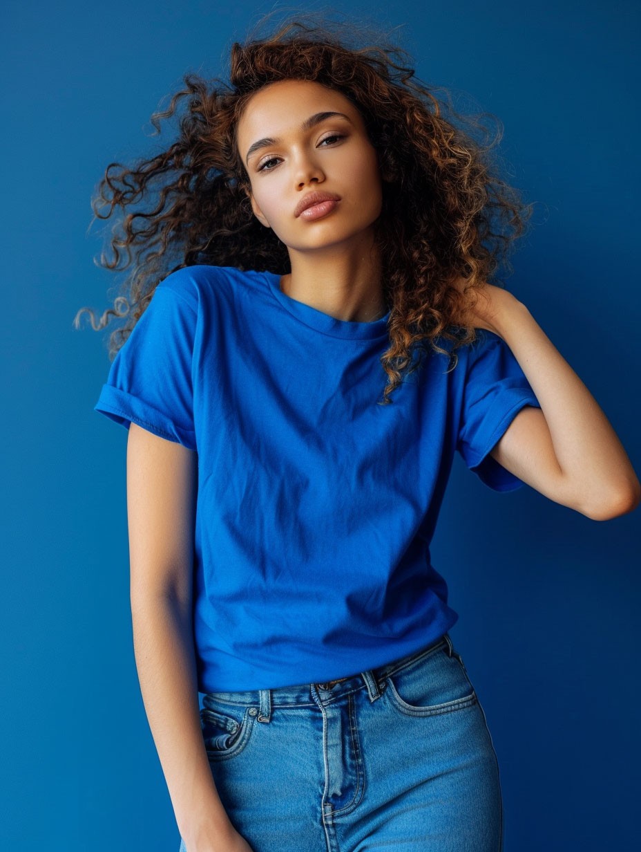 Basic Regular T-Shirt Kadın - Saks Mavi