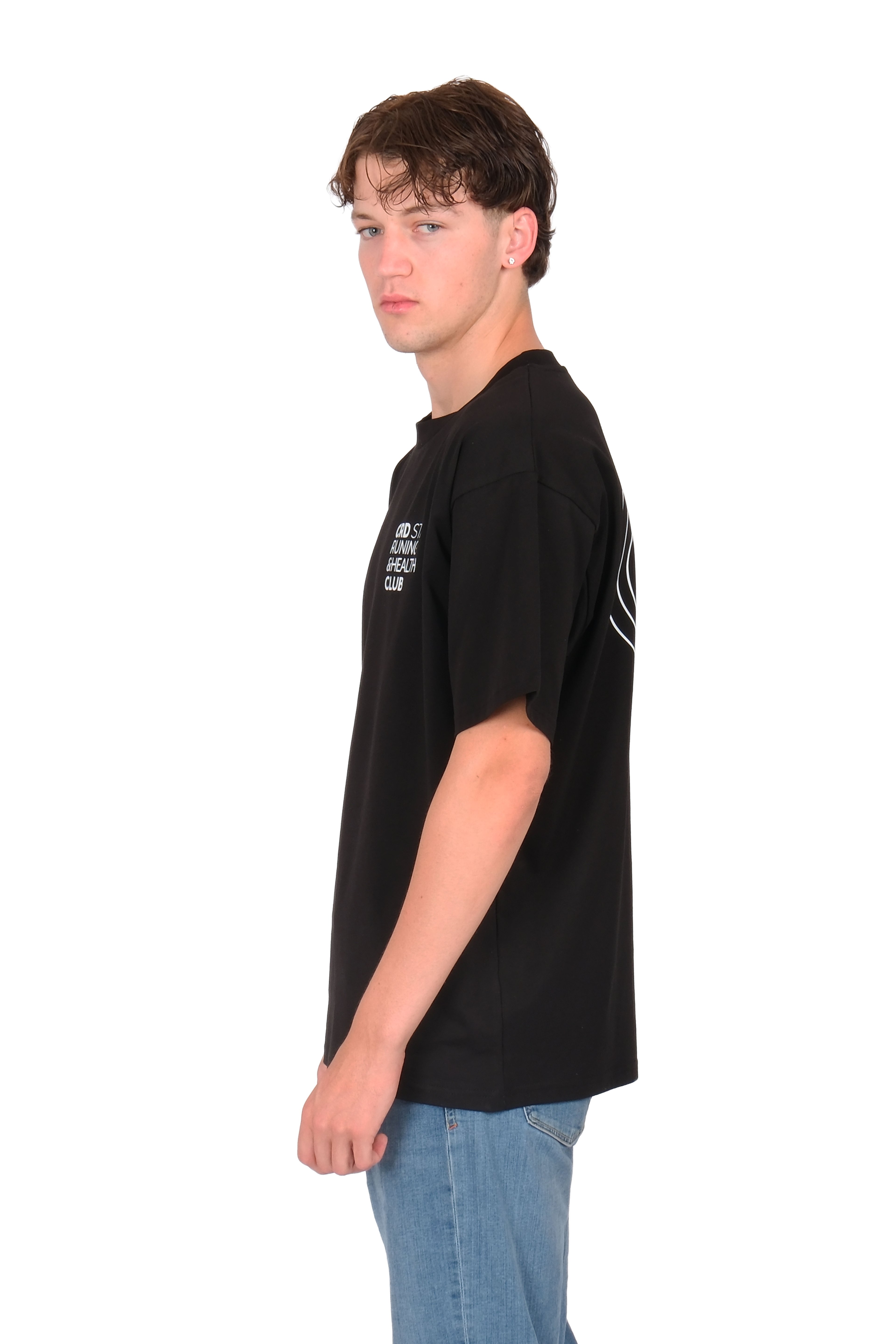 Runing Club Oversize Fit T-Shirt Erkek - Siyah C101