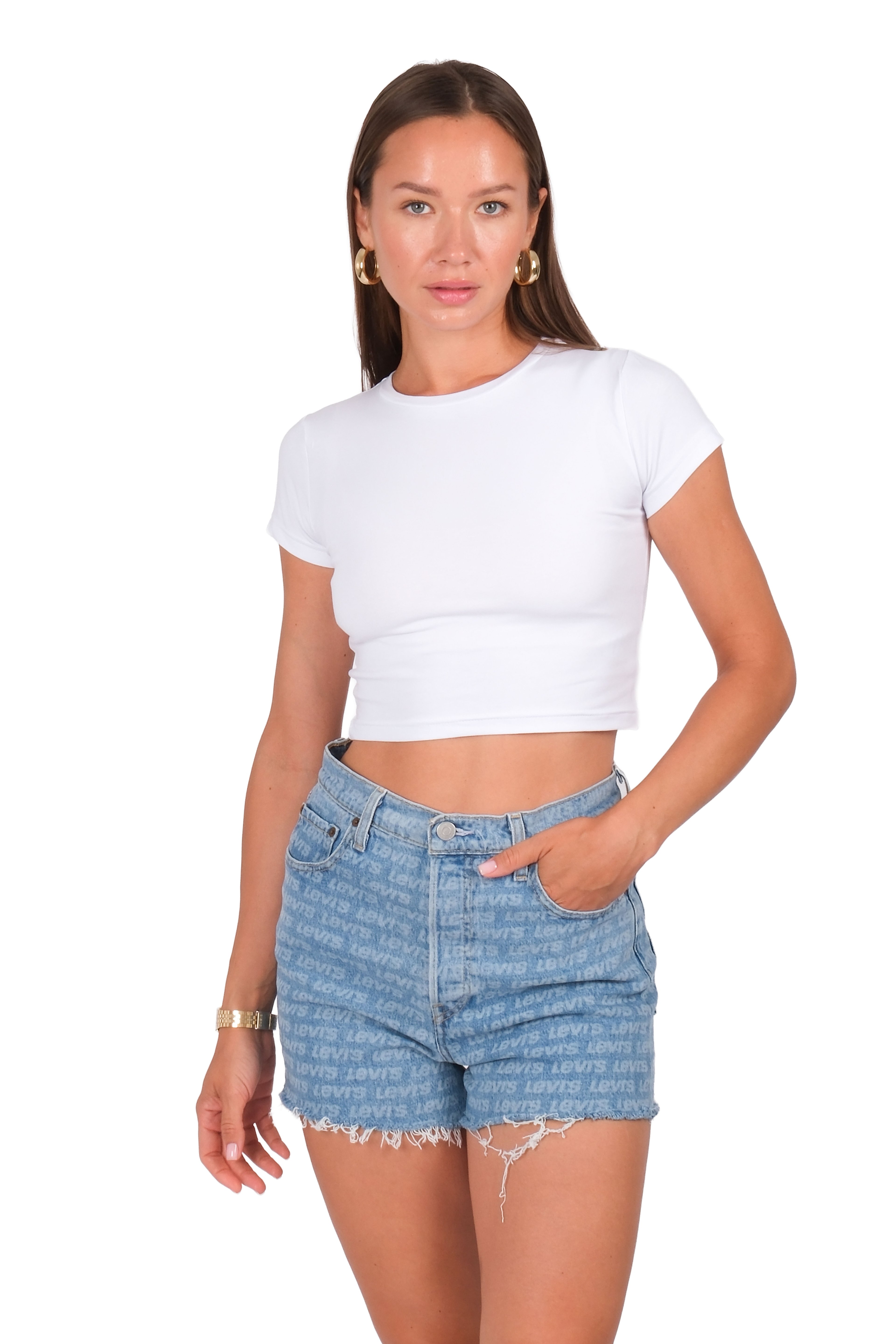 Kadın Basic Baby Tee - C523 - BEYAZ
