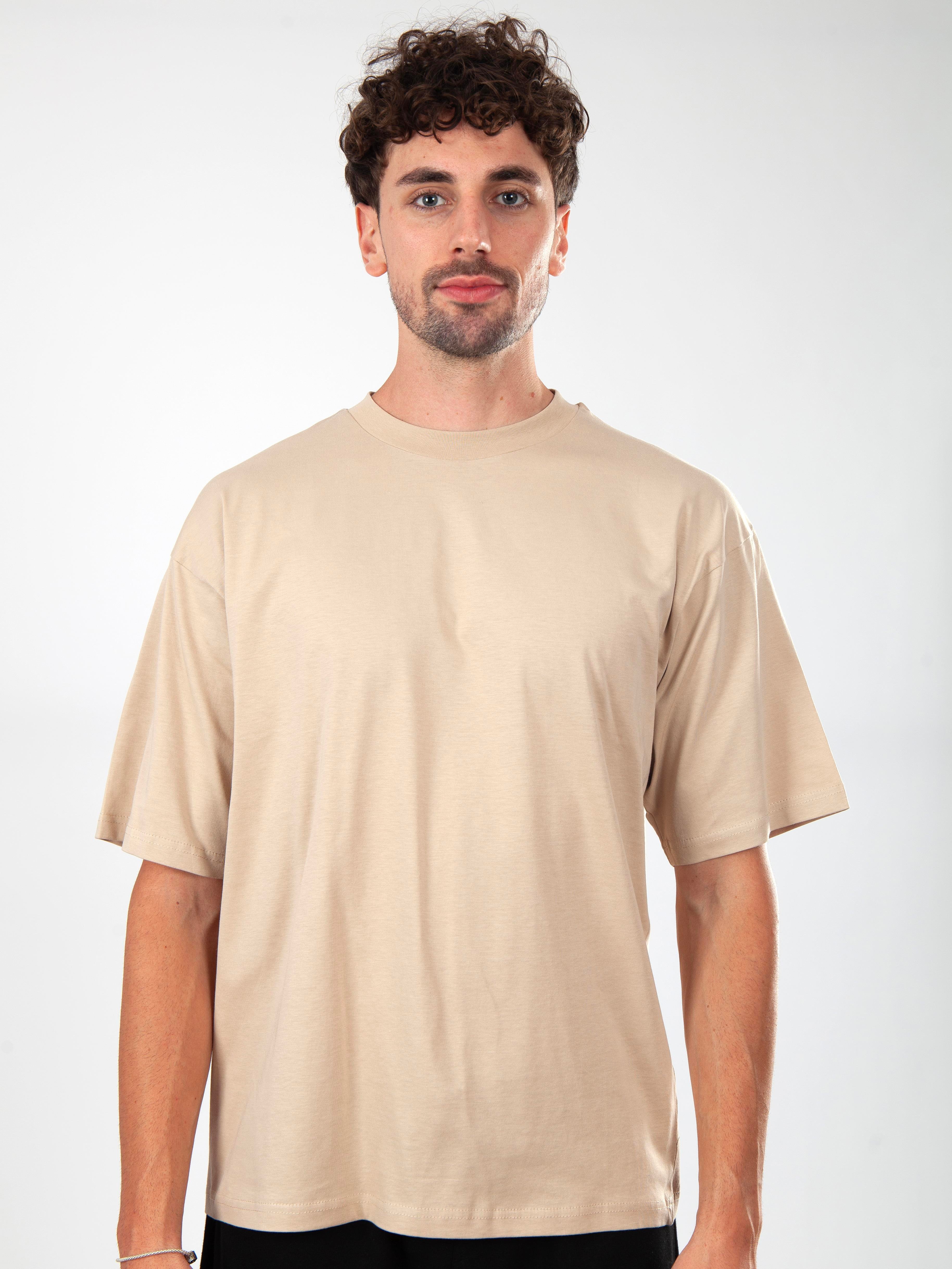 Basic Oversize Erkek T-Shirt C101 - SÜTLÜ KAHVE