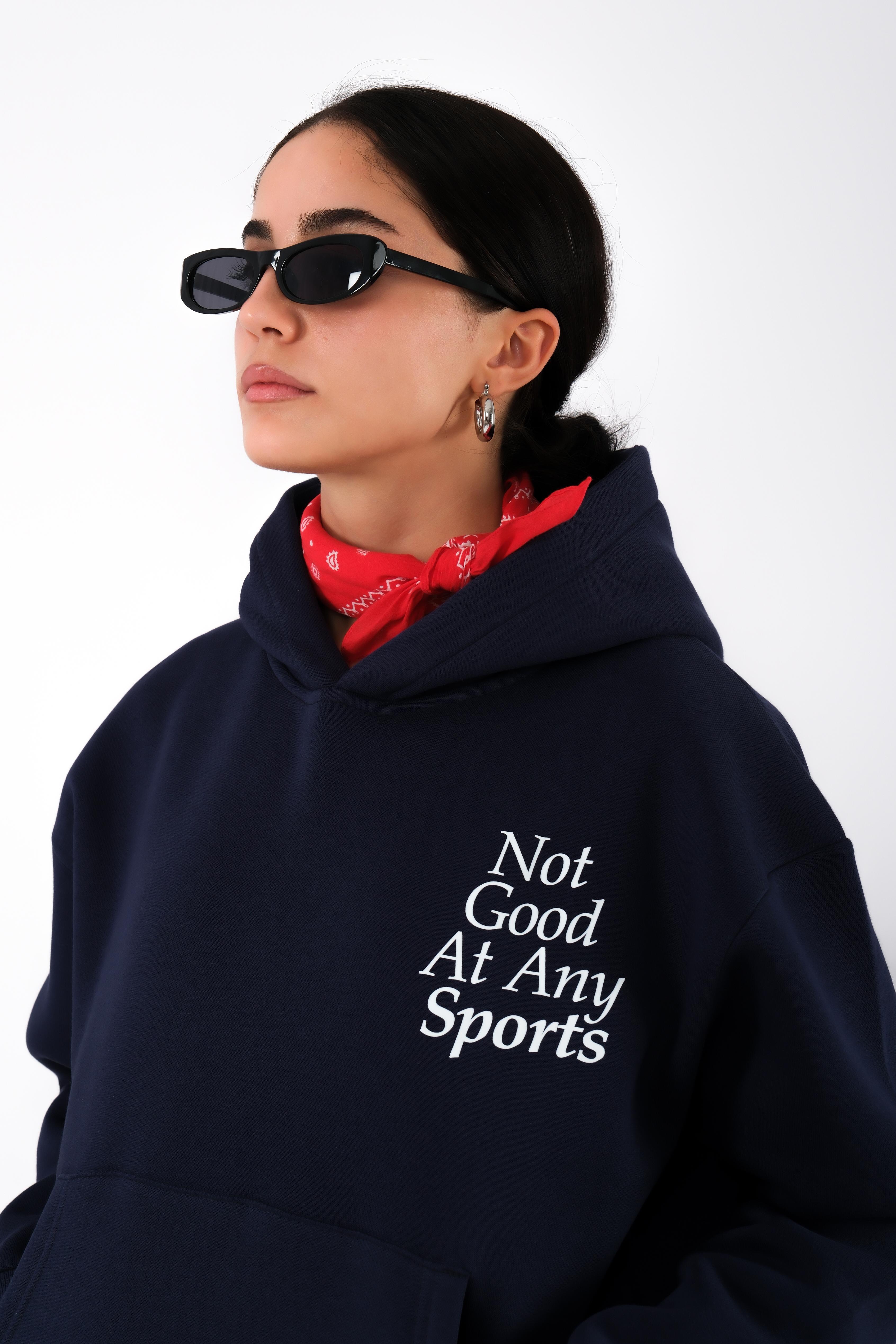 Any Sports Relaxed Fit Hoodie Kadın - Lacivert C503