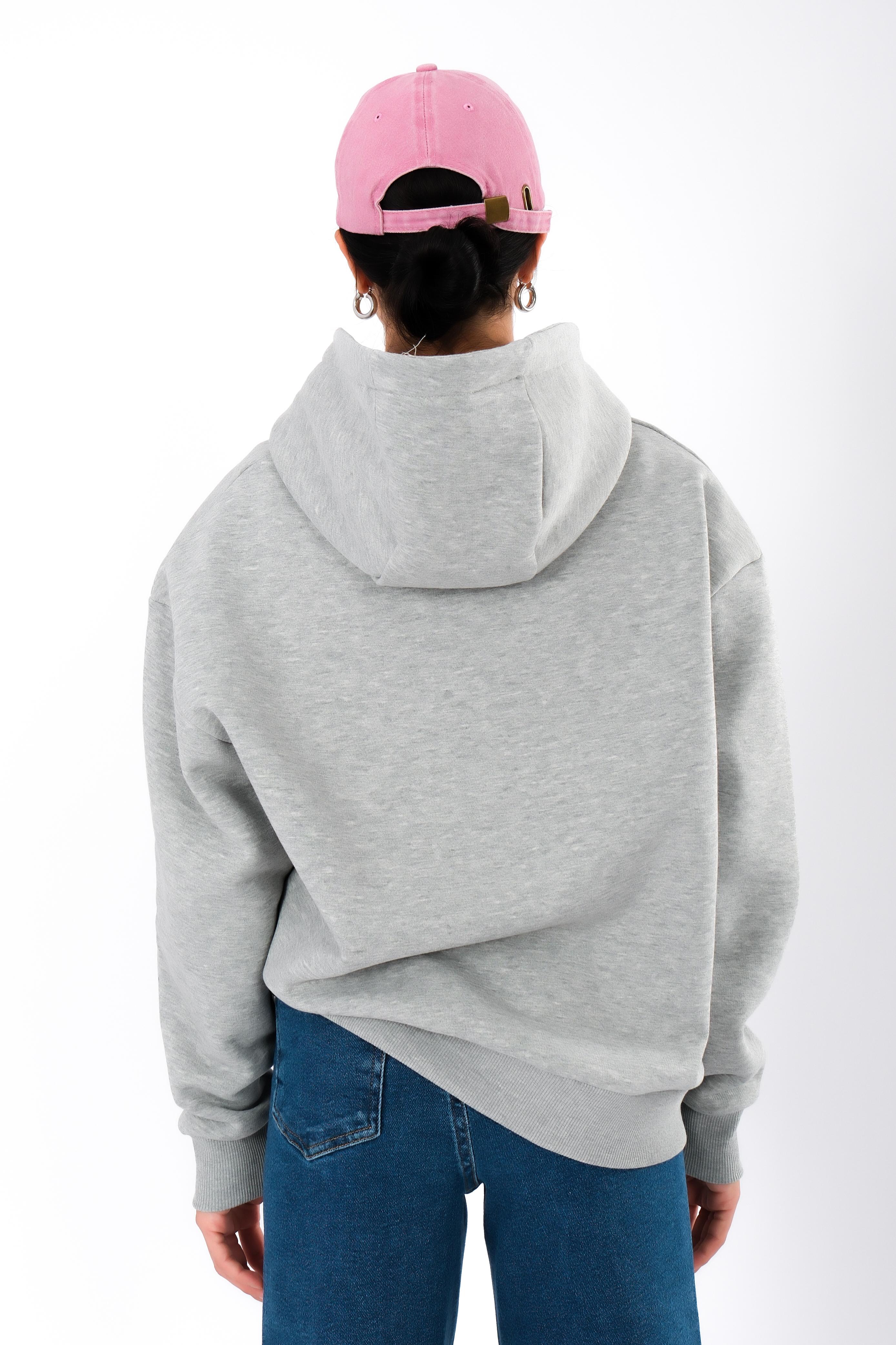 Mental Health Club Relaxed Fit Hoodie Kadın - Gri C503