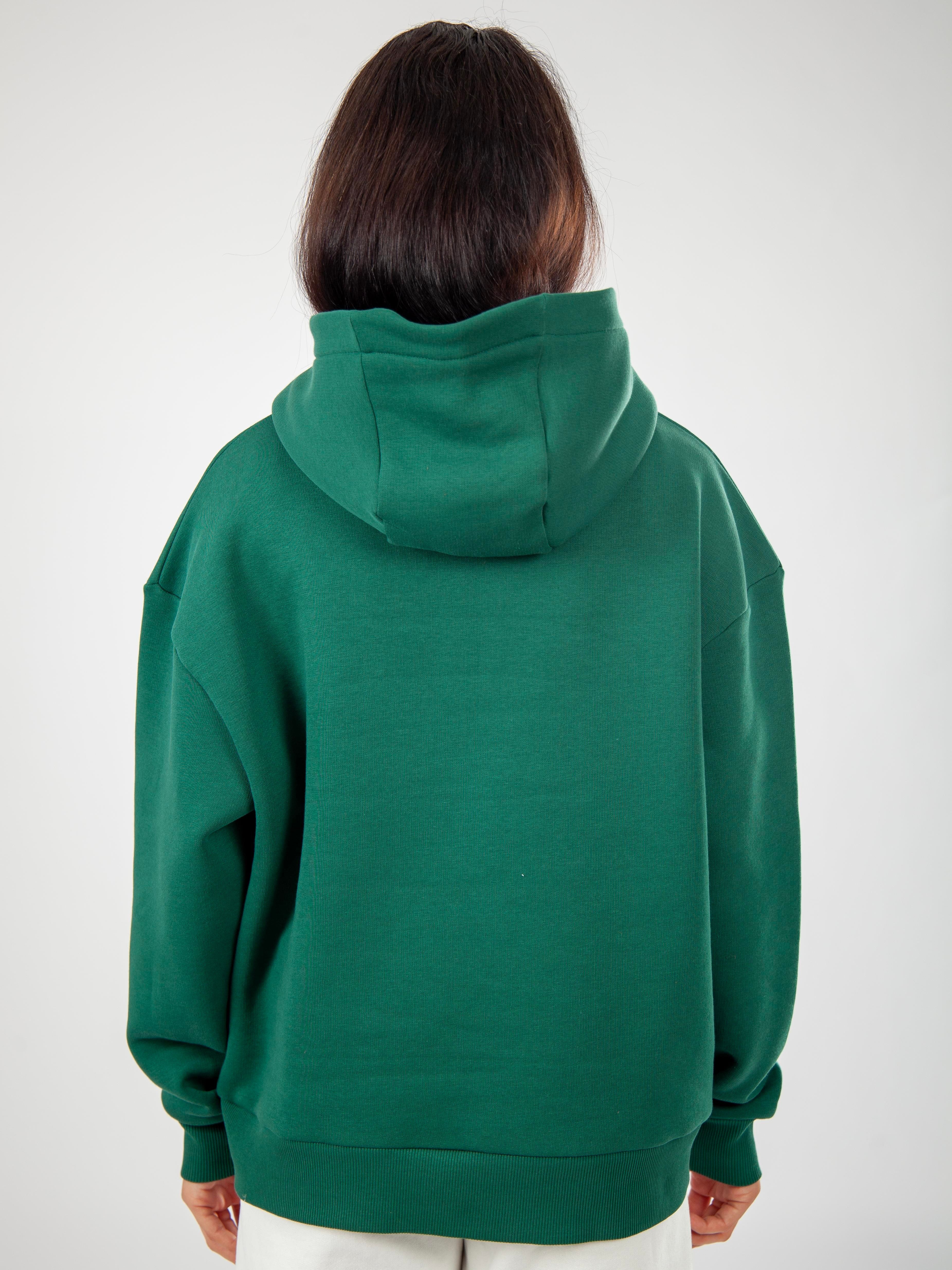 Basic Kadın Relaxed Fit Hoodie - Yeşil C503