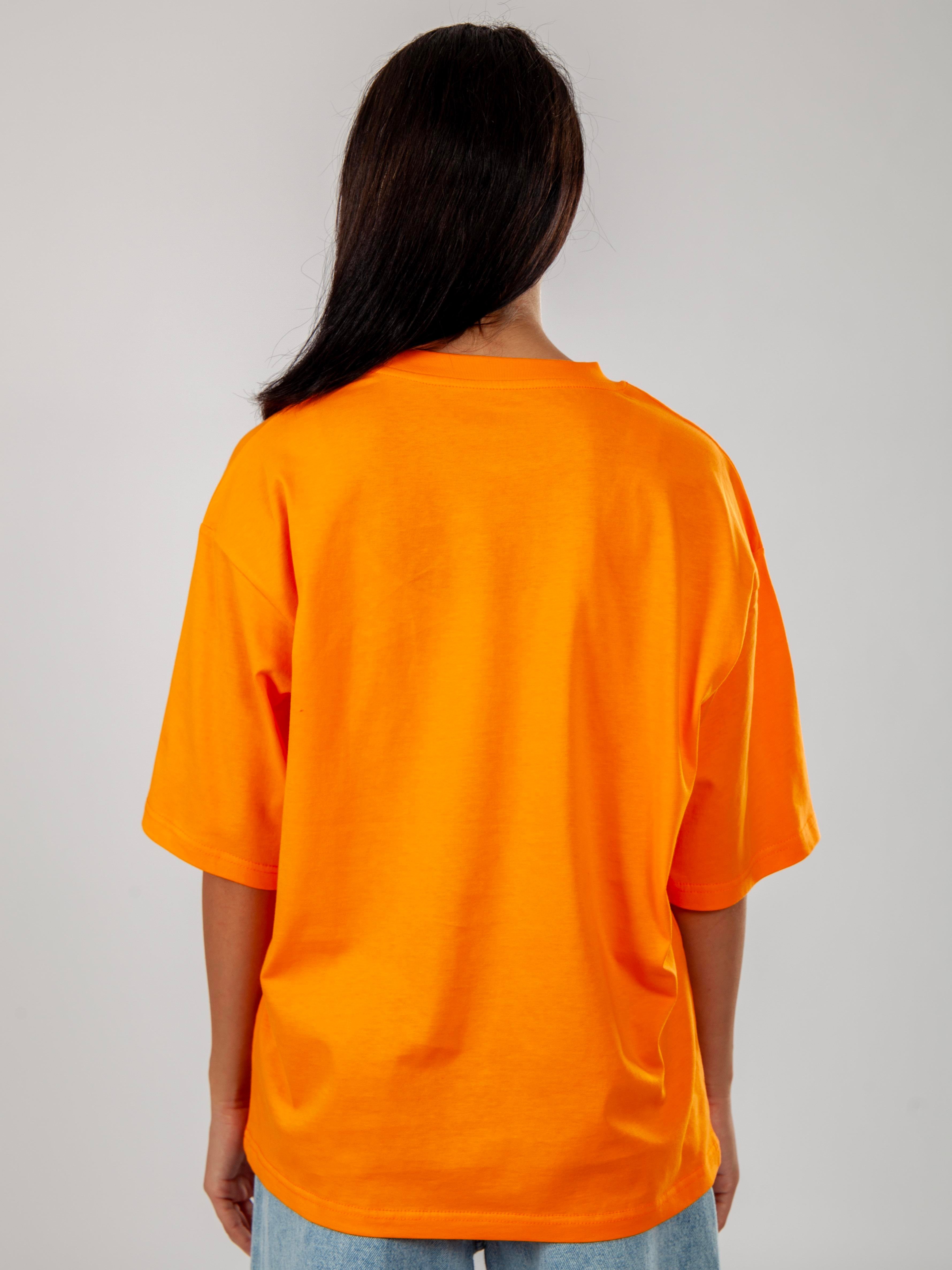 Basic Oversize T-Shirt Kadın - Turuncu C101