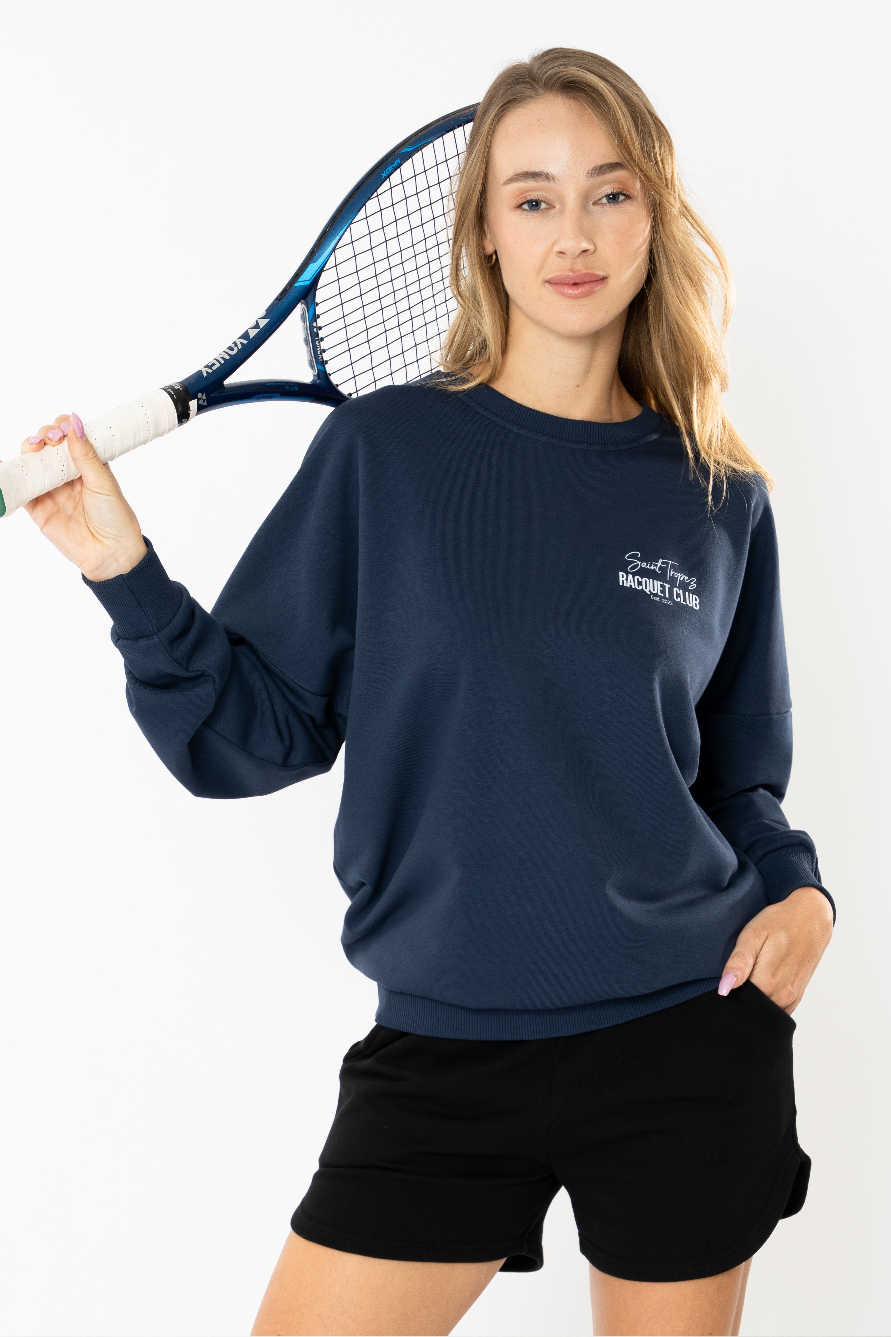 Racquet Club Oversize Sweatshirt Kadın - Lacivert