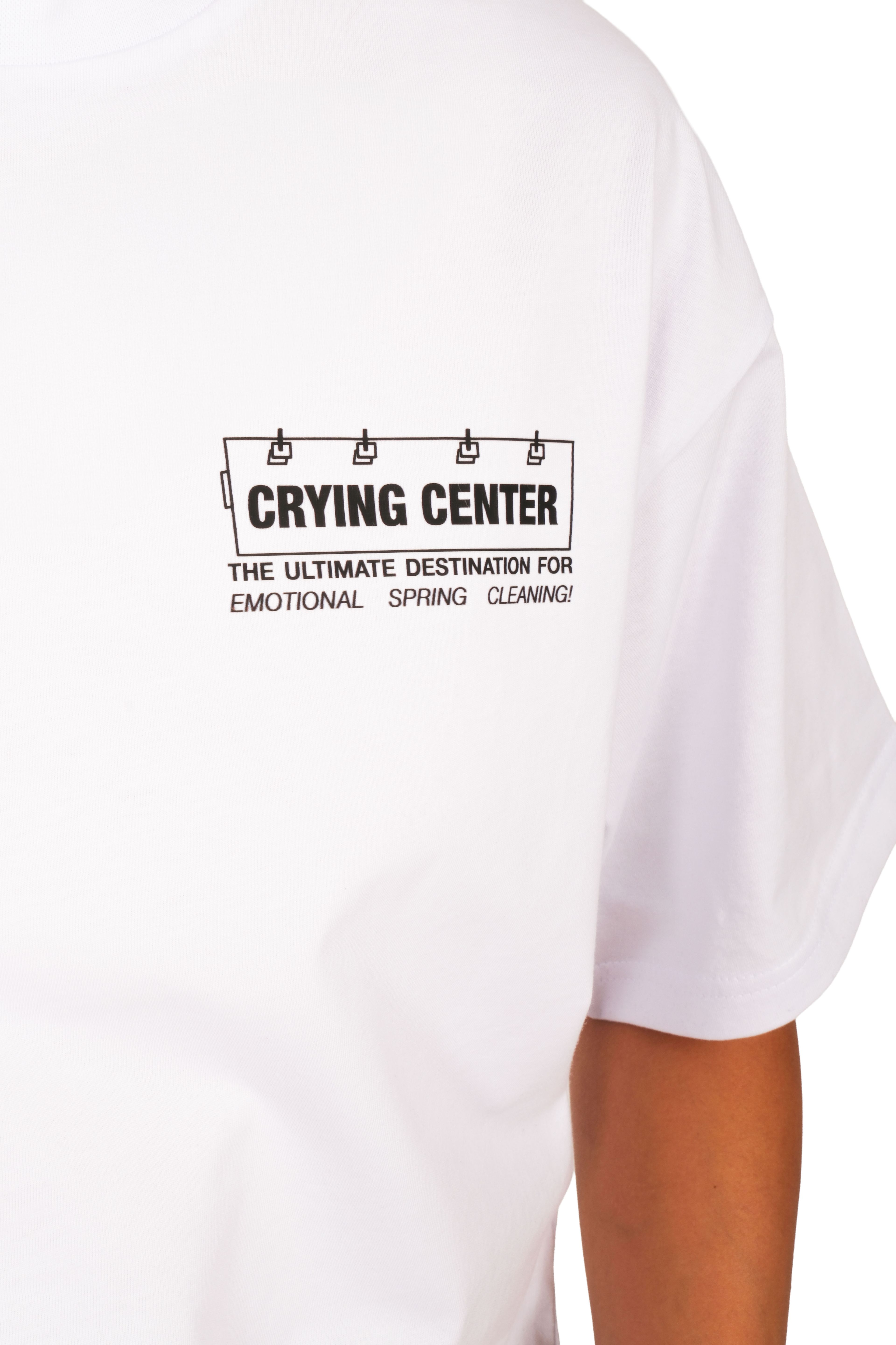 Crying Center Boxed Fit Kadın T-Shirt Beyaz C590