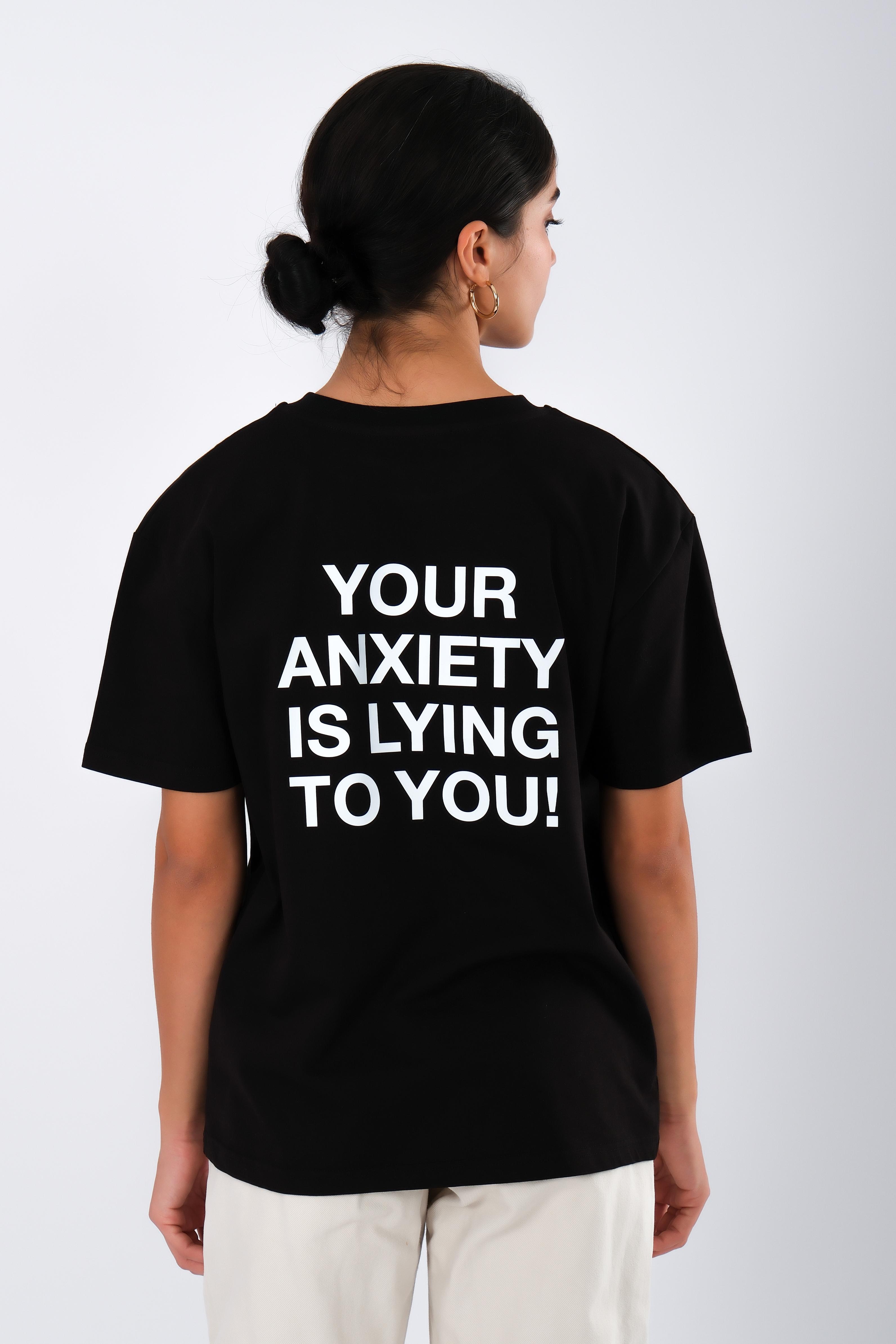 Anxiety Relaxed Fit Kadın T-Shirt - Siyah C501