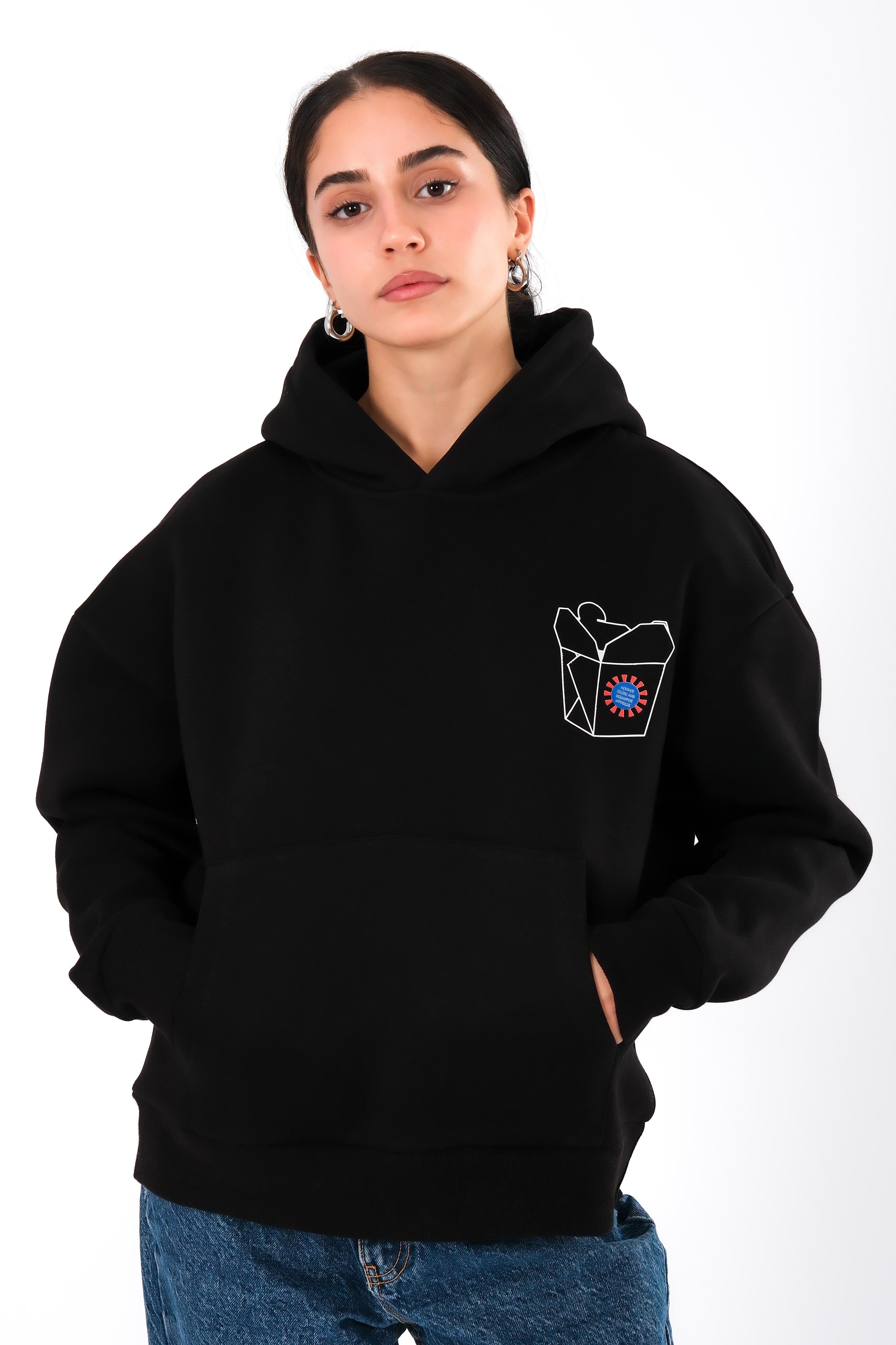 In The Mood For The Noods Relaxed Fit Hoodie Kadın - Siyah C503