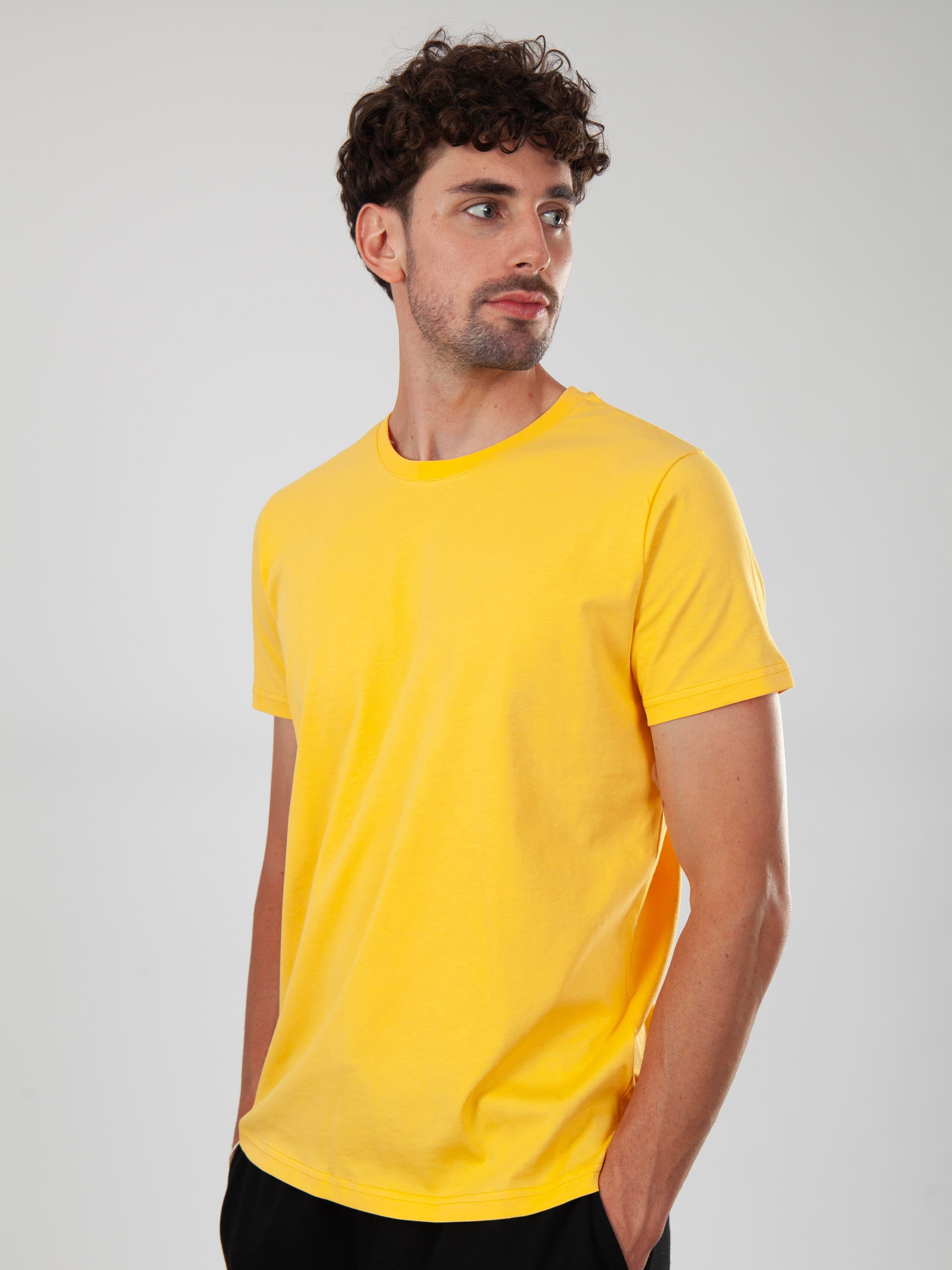 Basic Regular T-Shirt Erkek - Sarı C102