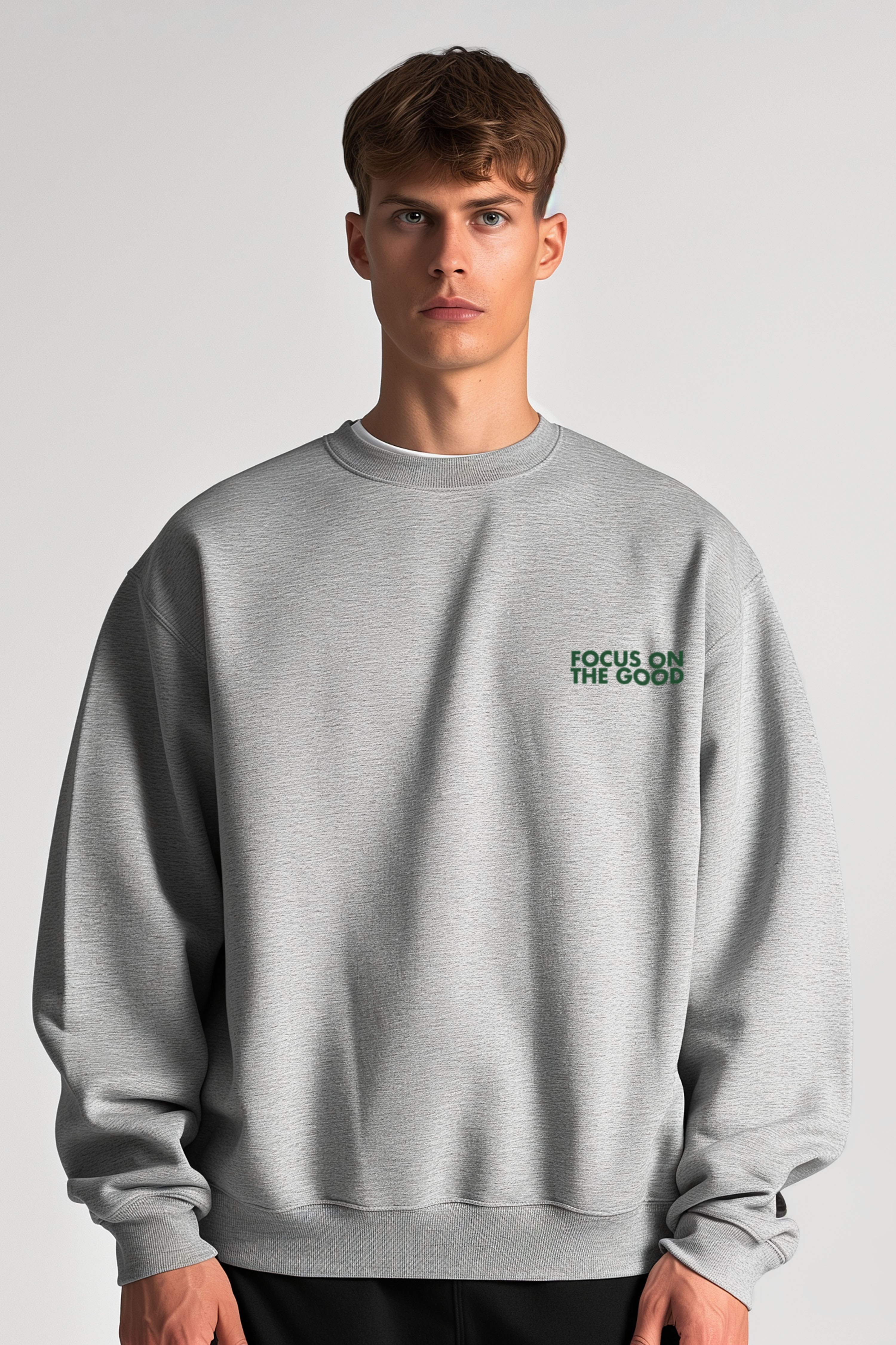 Focus Oversize Sweatshirt Erkek - Gri