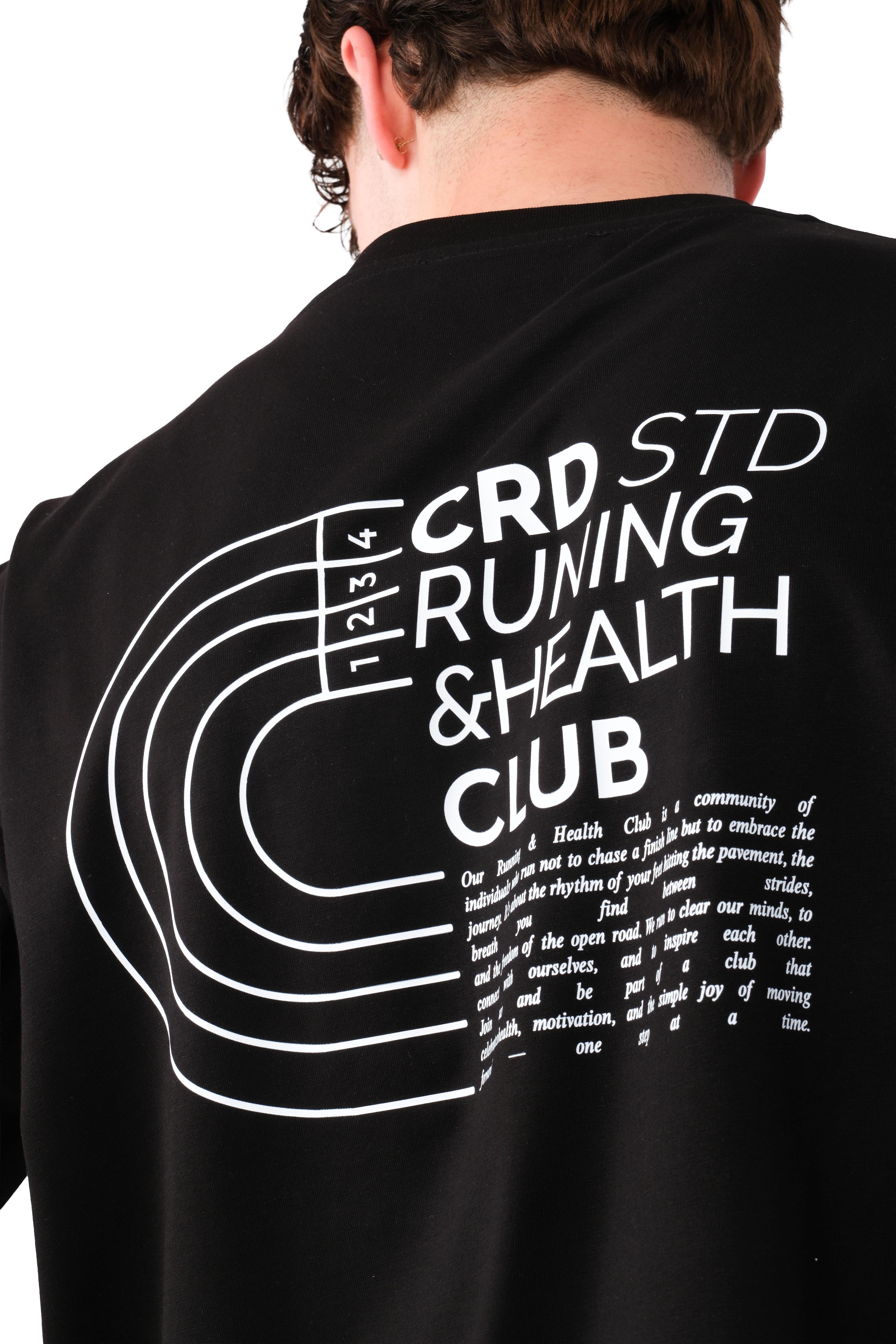 Runing Club Oversize Fit T-Shirt Erkek - Siyah C101