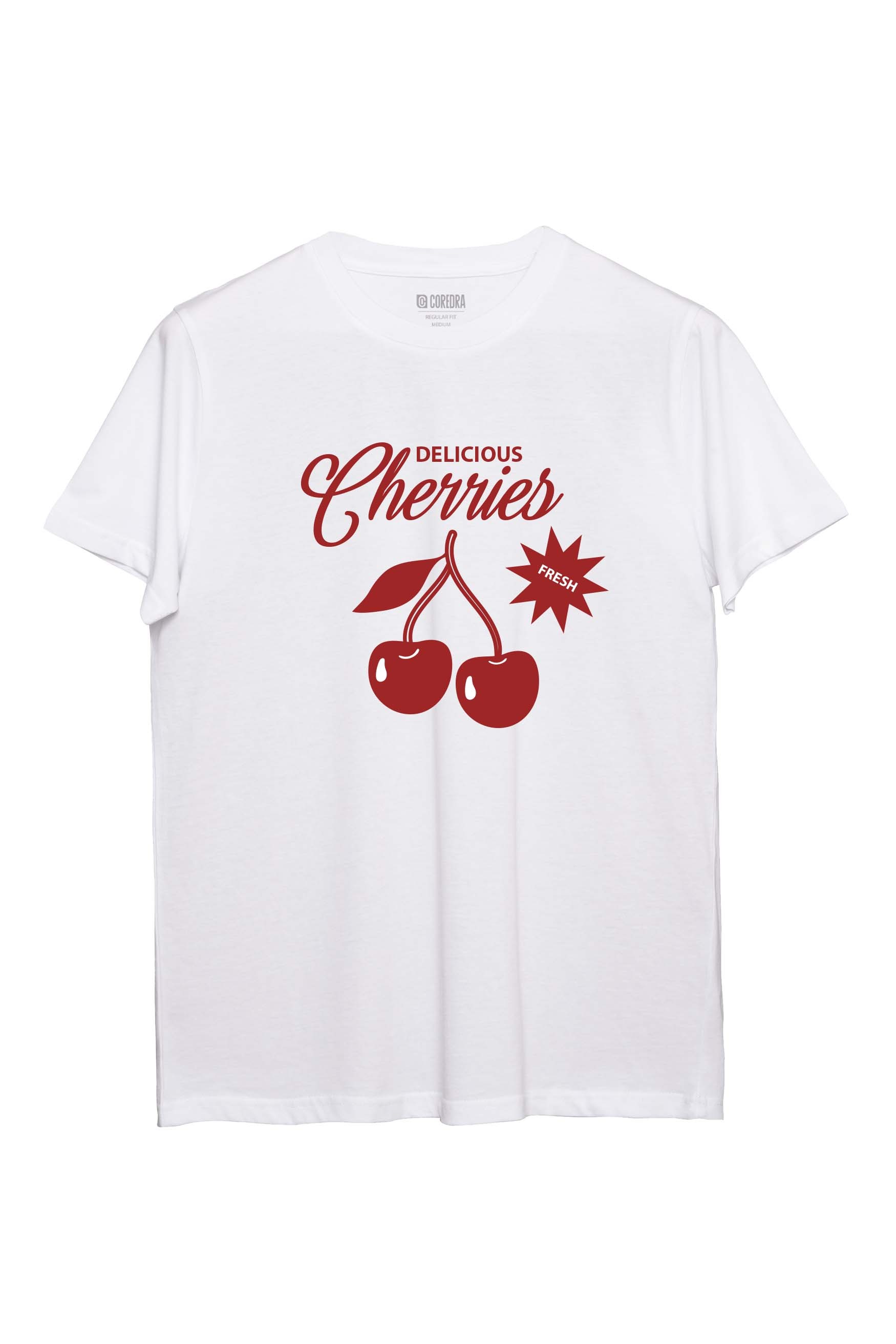 Cherries Regular T-Shirt Kadın-Beyaz C102