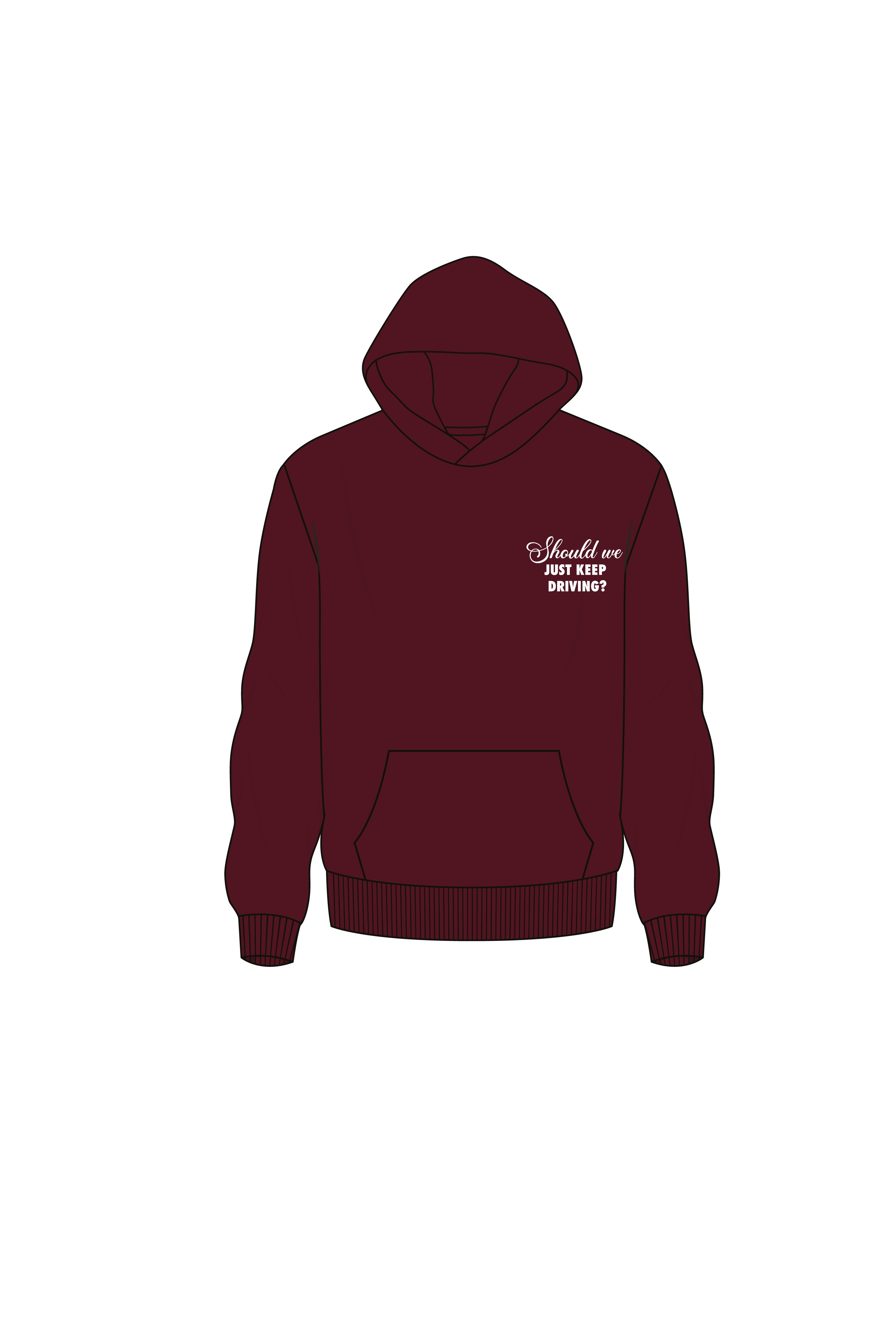 Just Keep Driving Oversize Fit Hoodie Erkek - Bordo