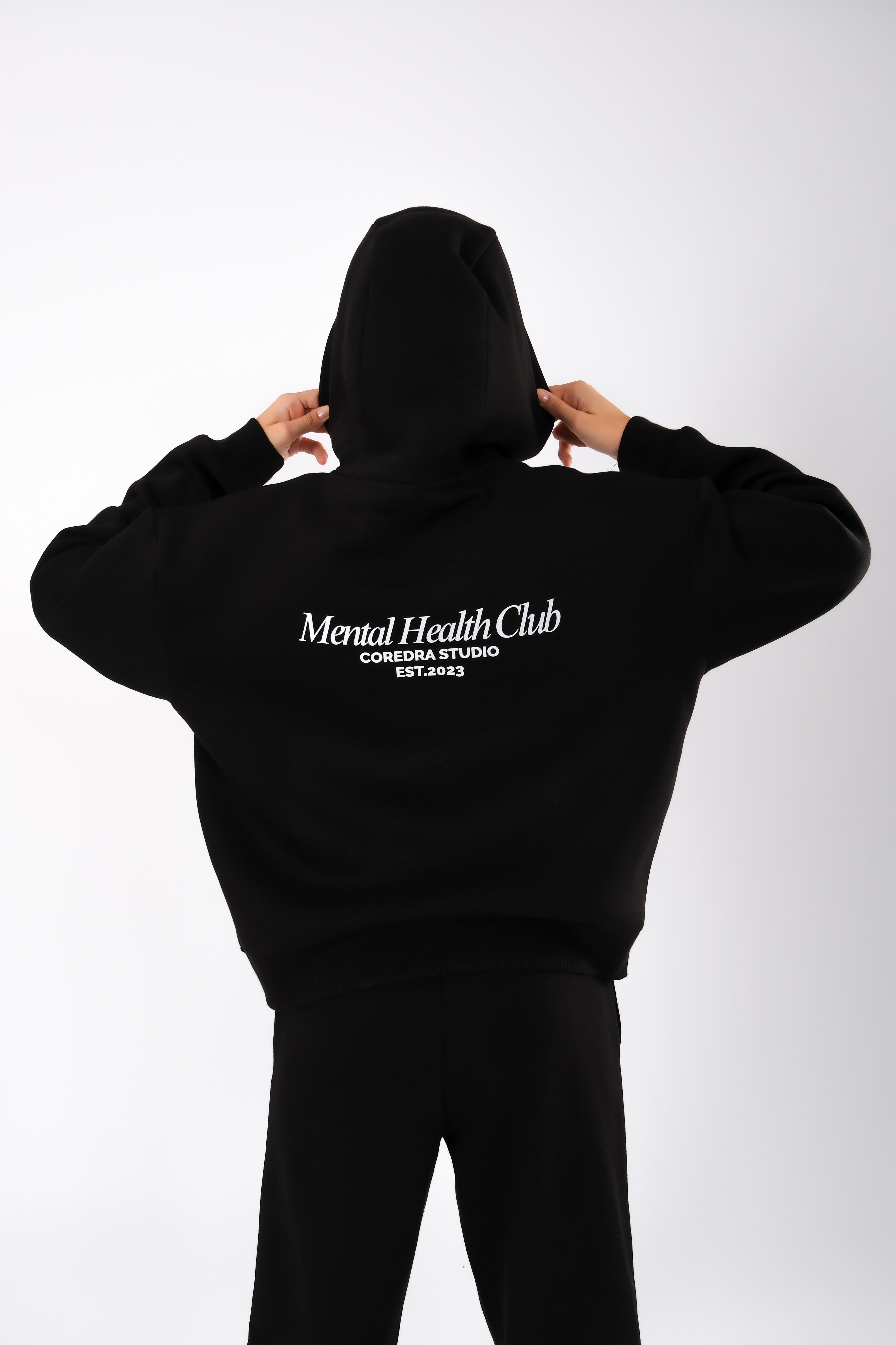 Mental Health Club Relaxed Fit Hoodie Kadın - Siyah C503