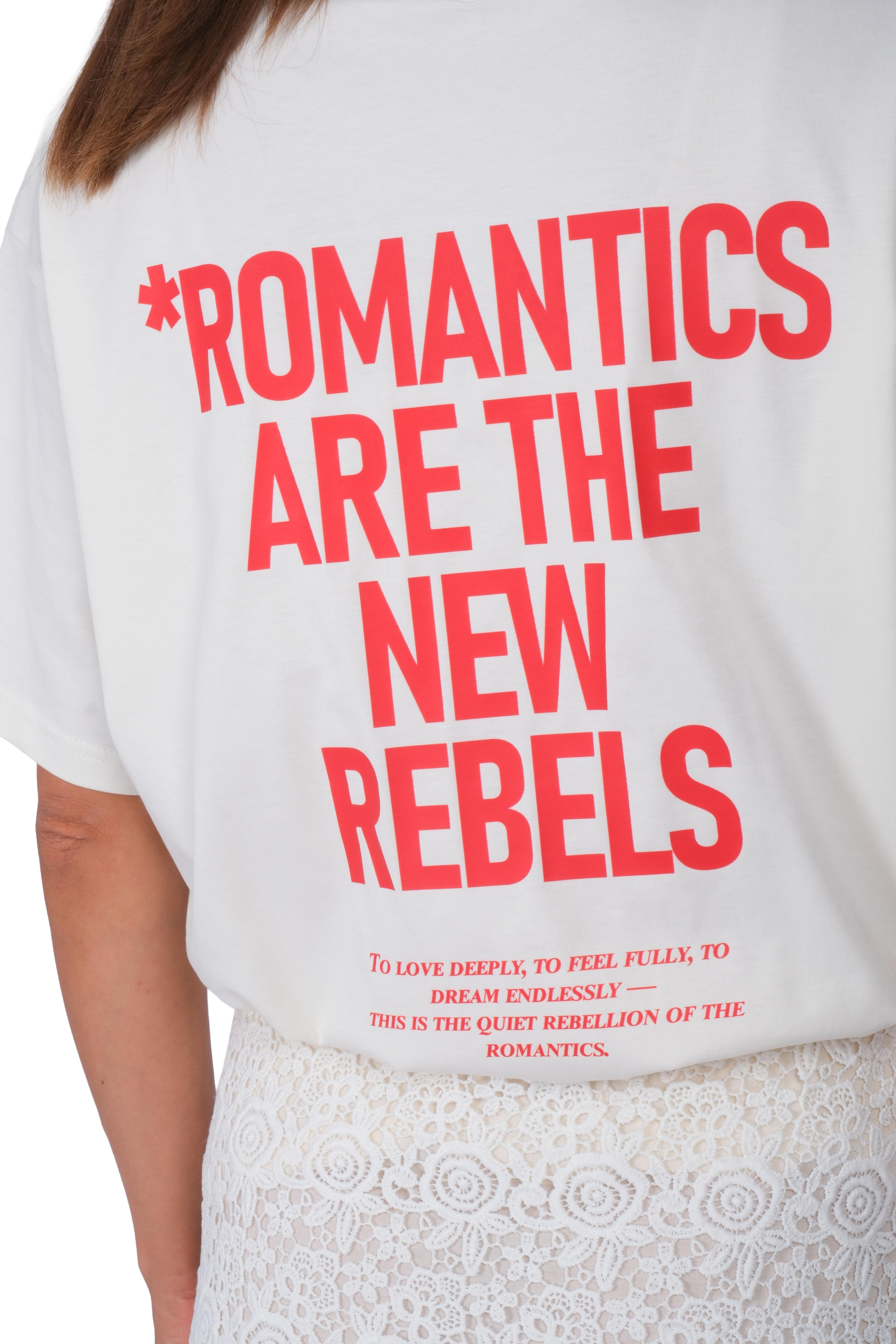 Romantics Oversize Fit T-Shirt Kadın - Ekru C101