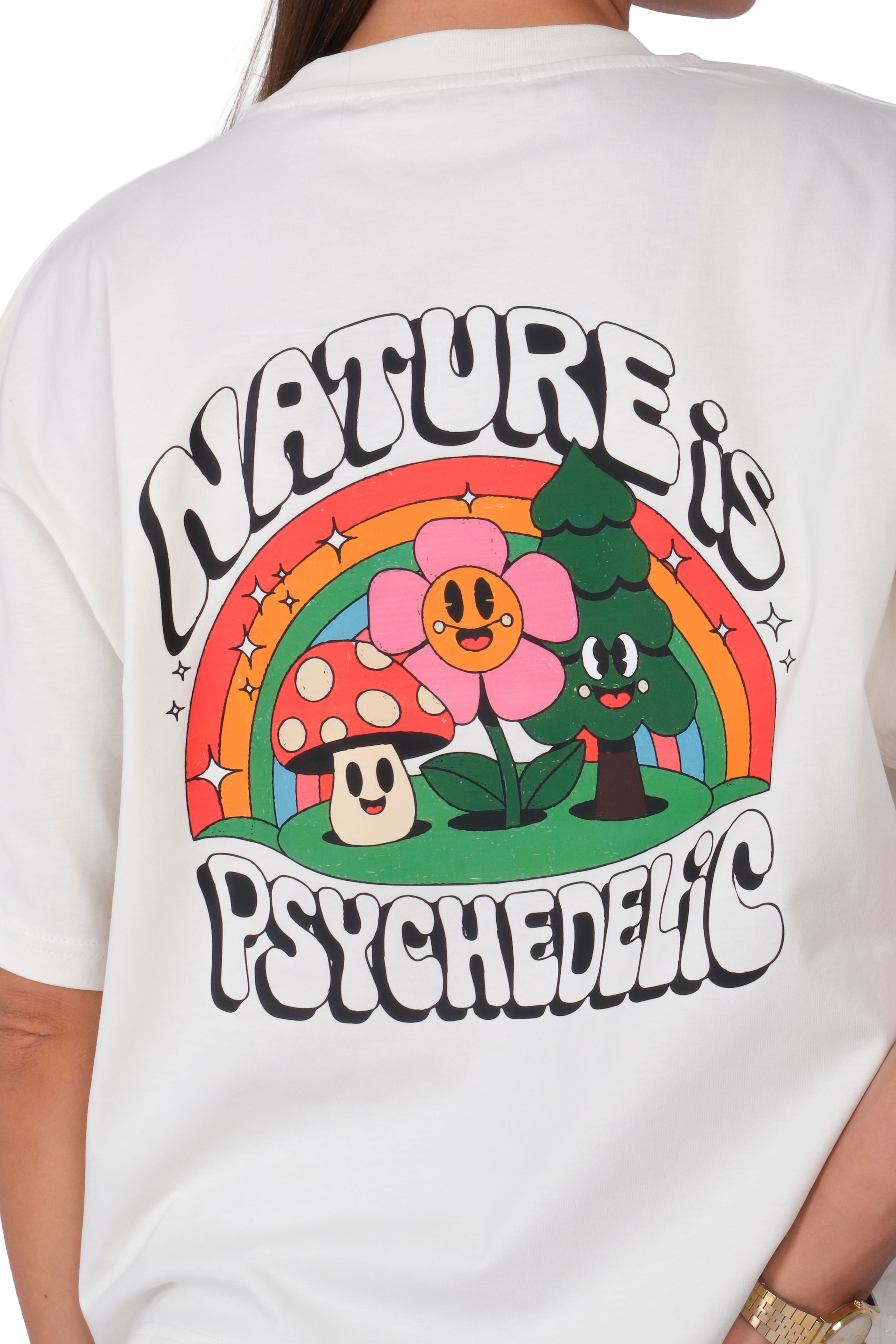 Nature Boxed Fit Kadın T-Shirt Ekru C590