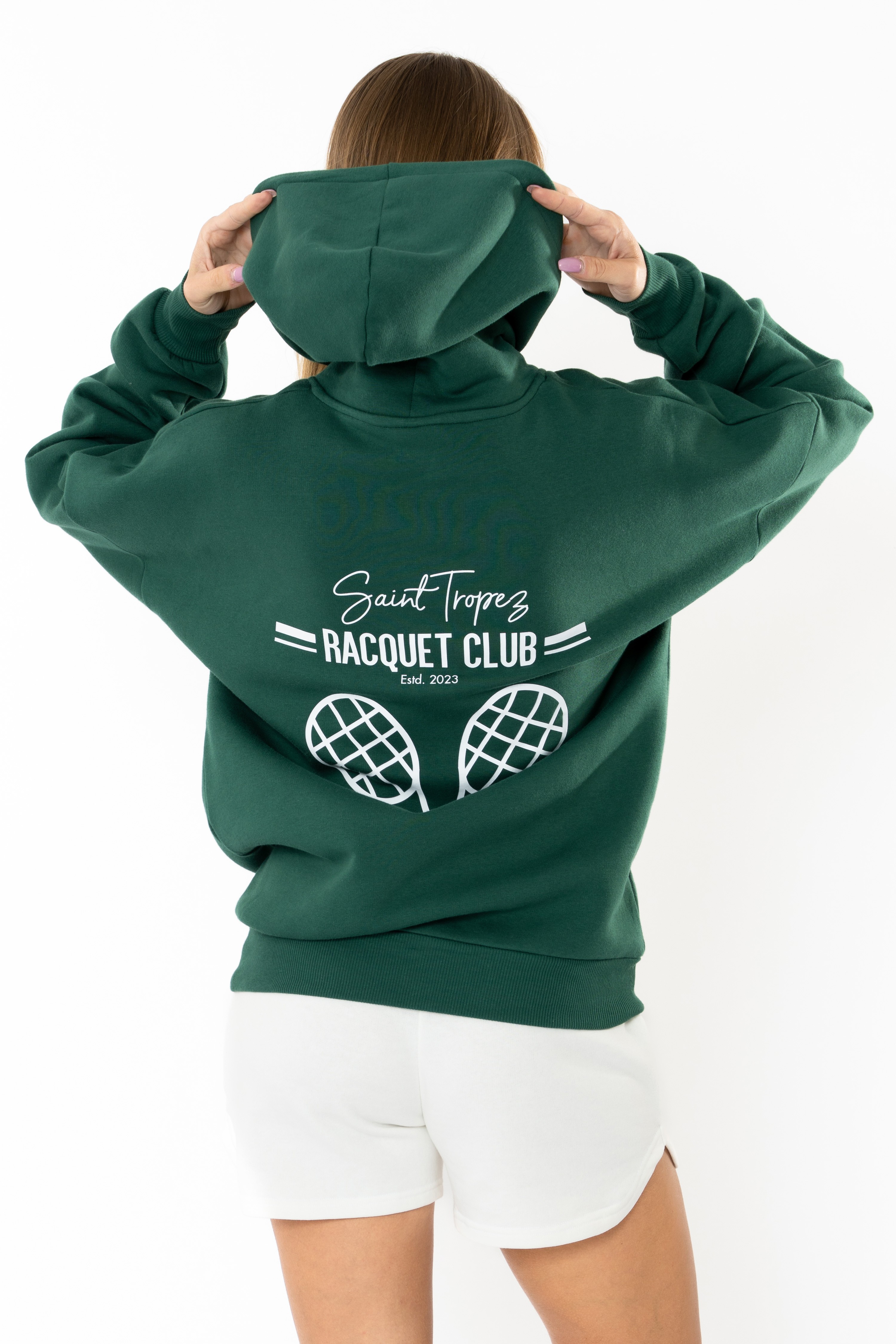 Racquet Club Oversize Hoodie Kadın - Yeşil