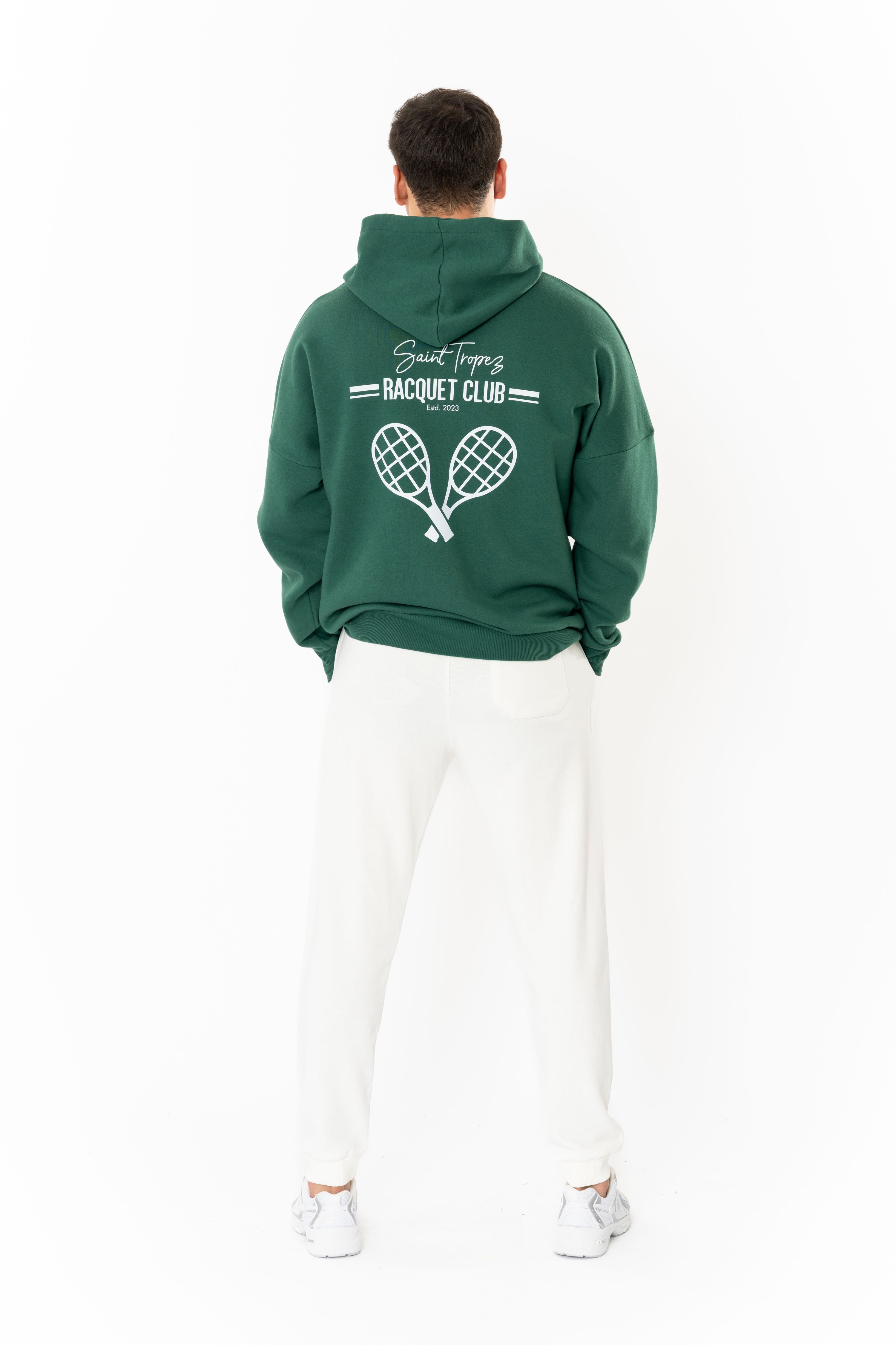 Racquet Club Oversize Hoodie Erkek - Yeşil