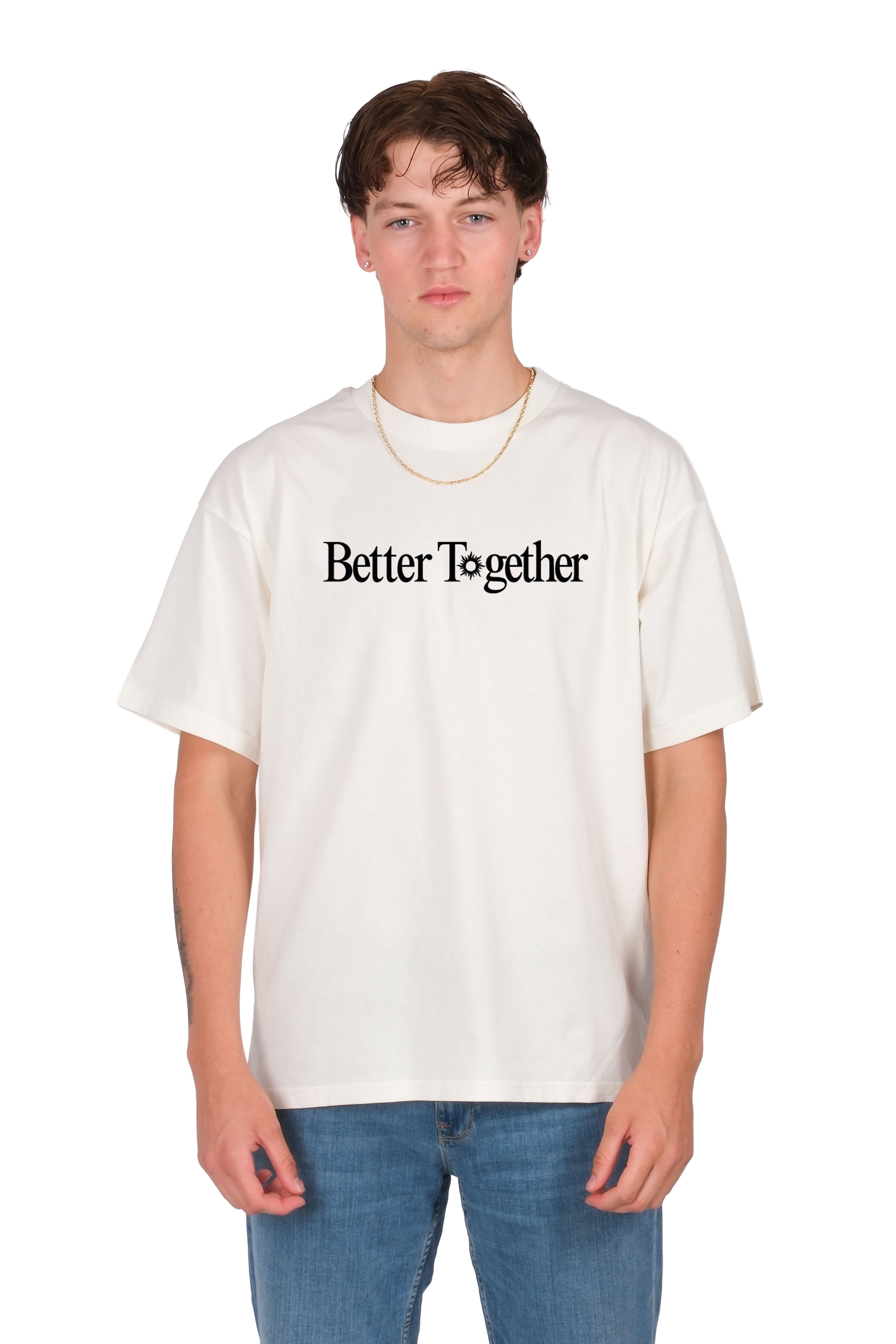 Better Together Oversize Fit Erkek T-Shirt Ekru C101