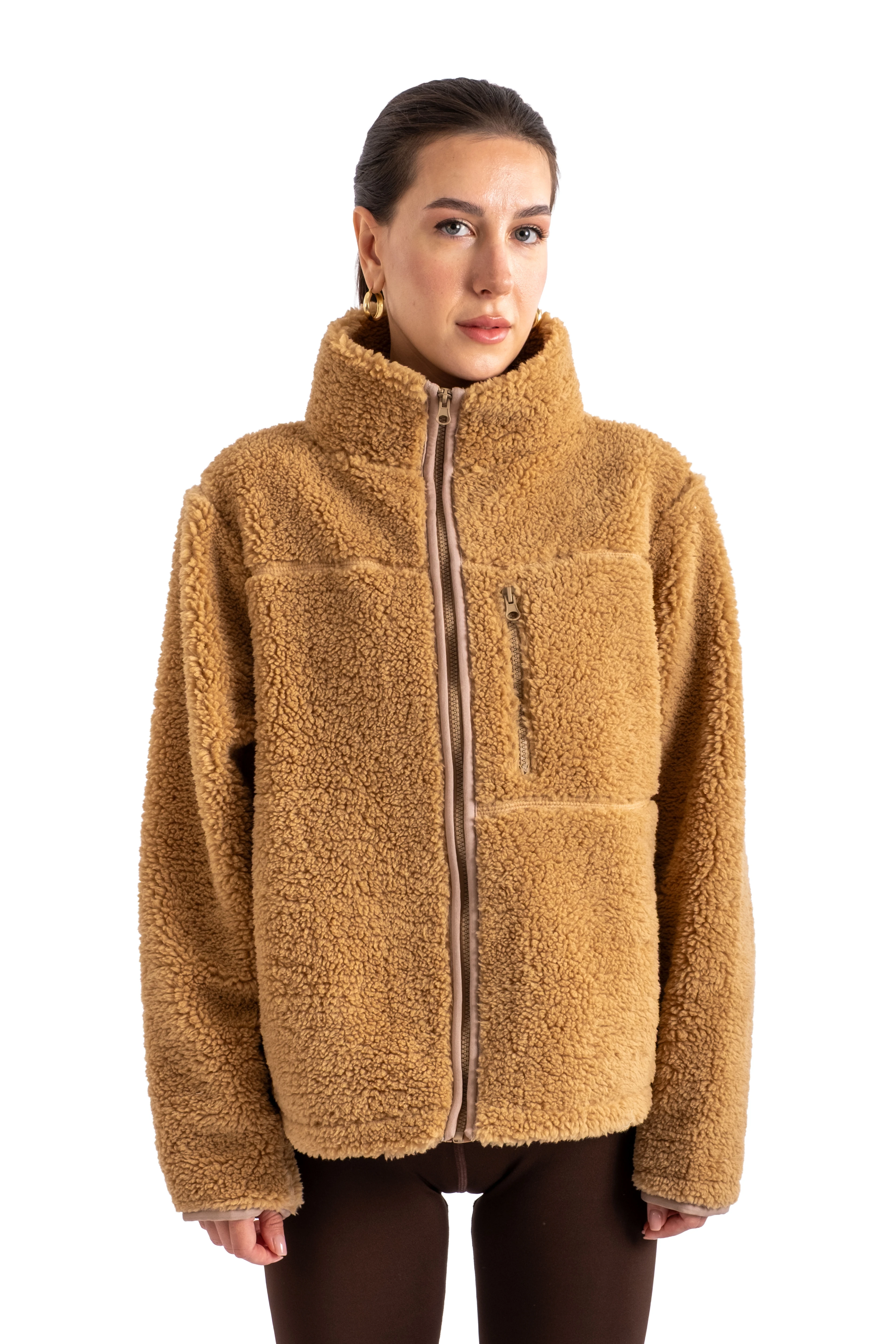 Crop Peluş Fermuarlı Ceket - C603