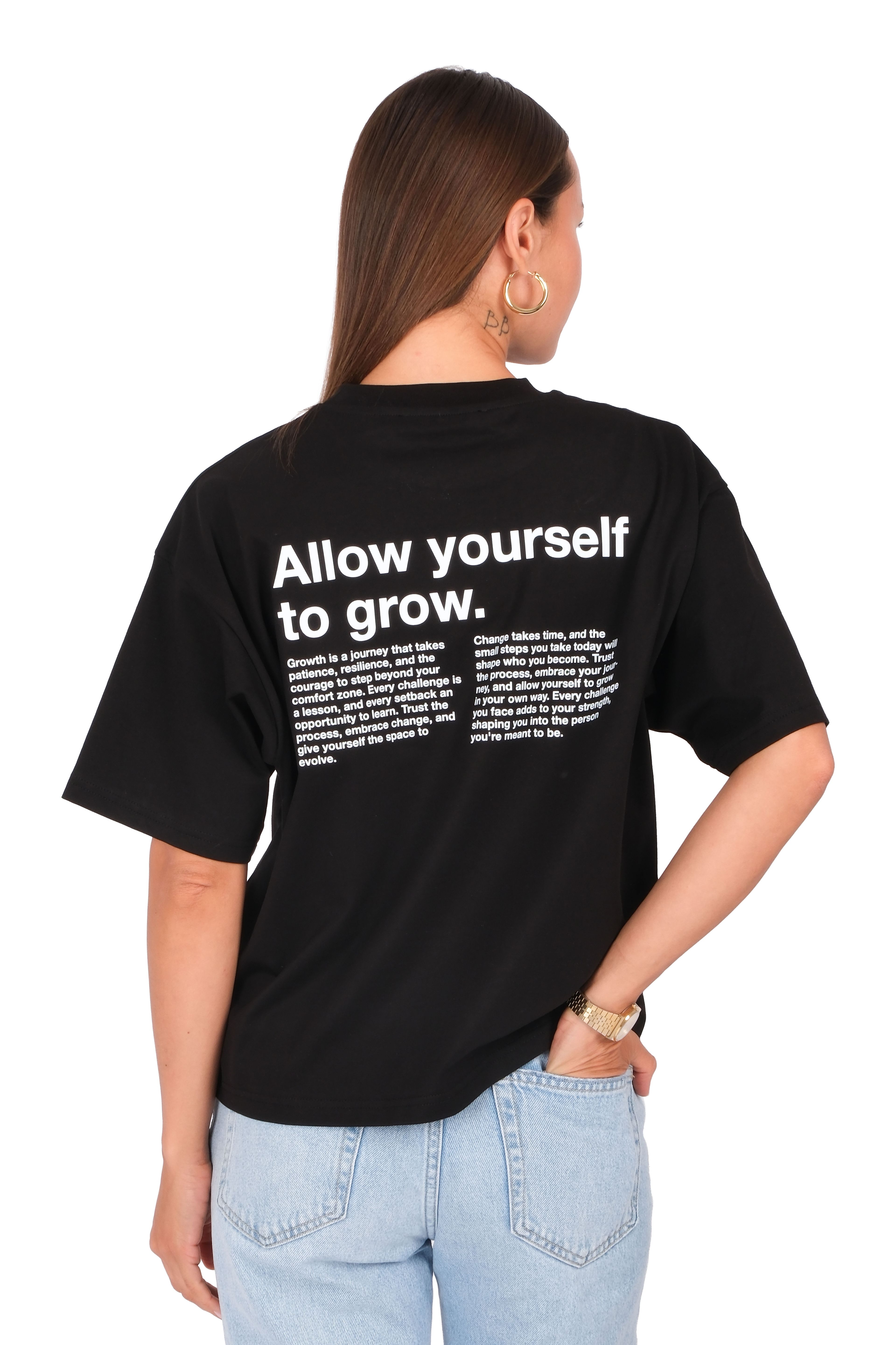 Allow Yourself Boxed Fit Kadın T-Shirt Siyah C590