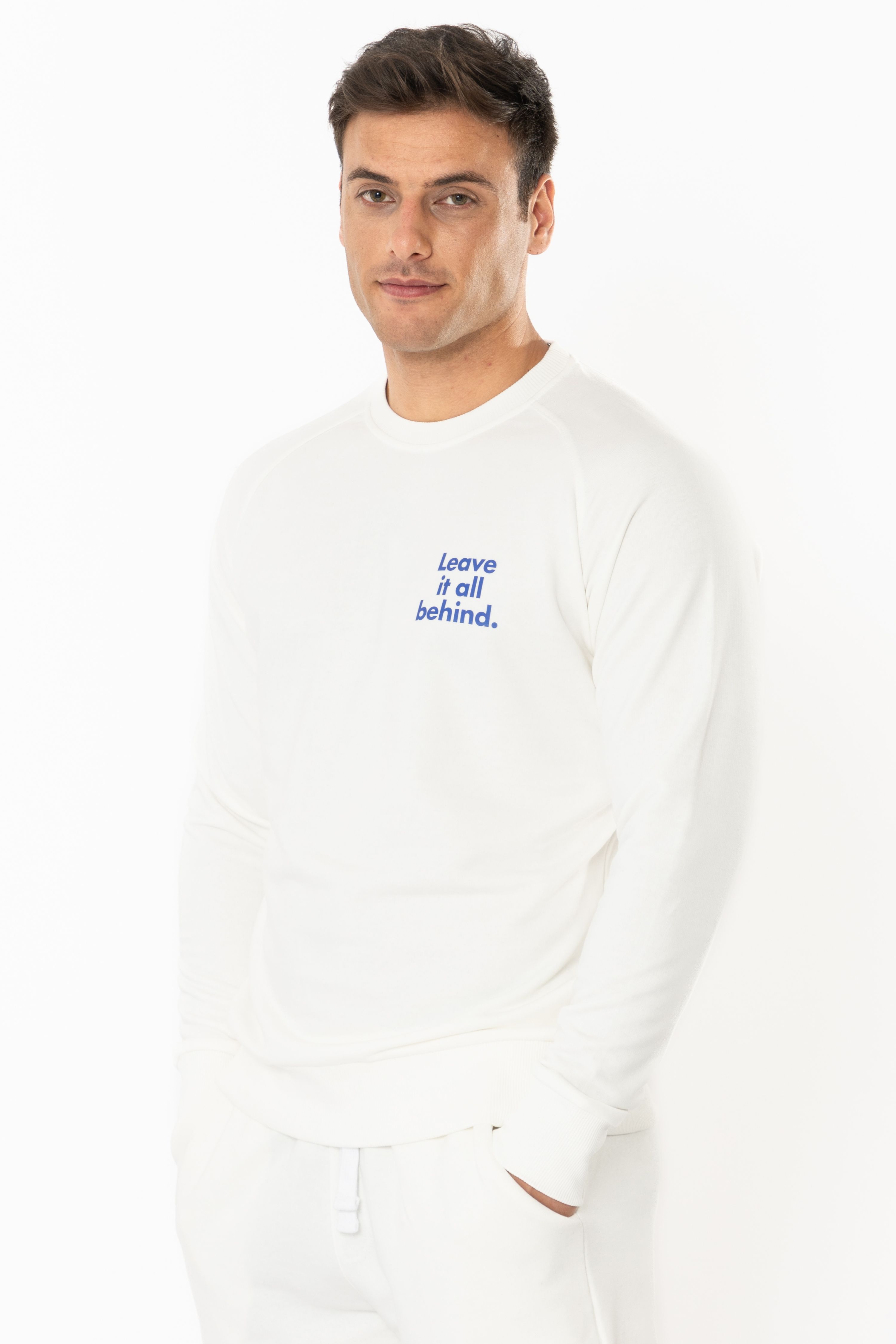 Leave Regular Sweatshirt Erkek - Ekru