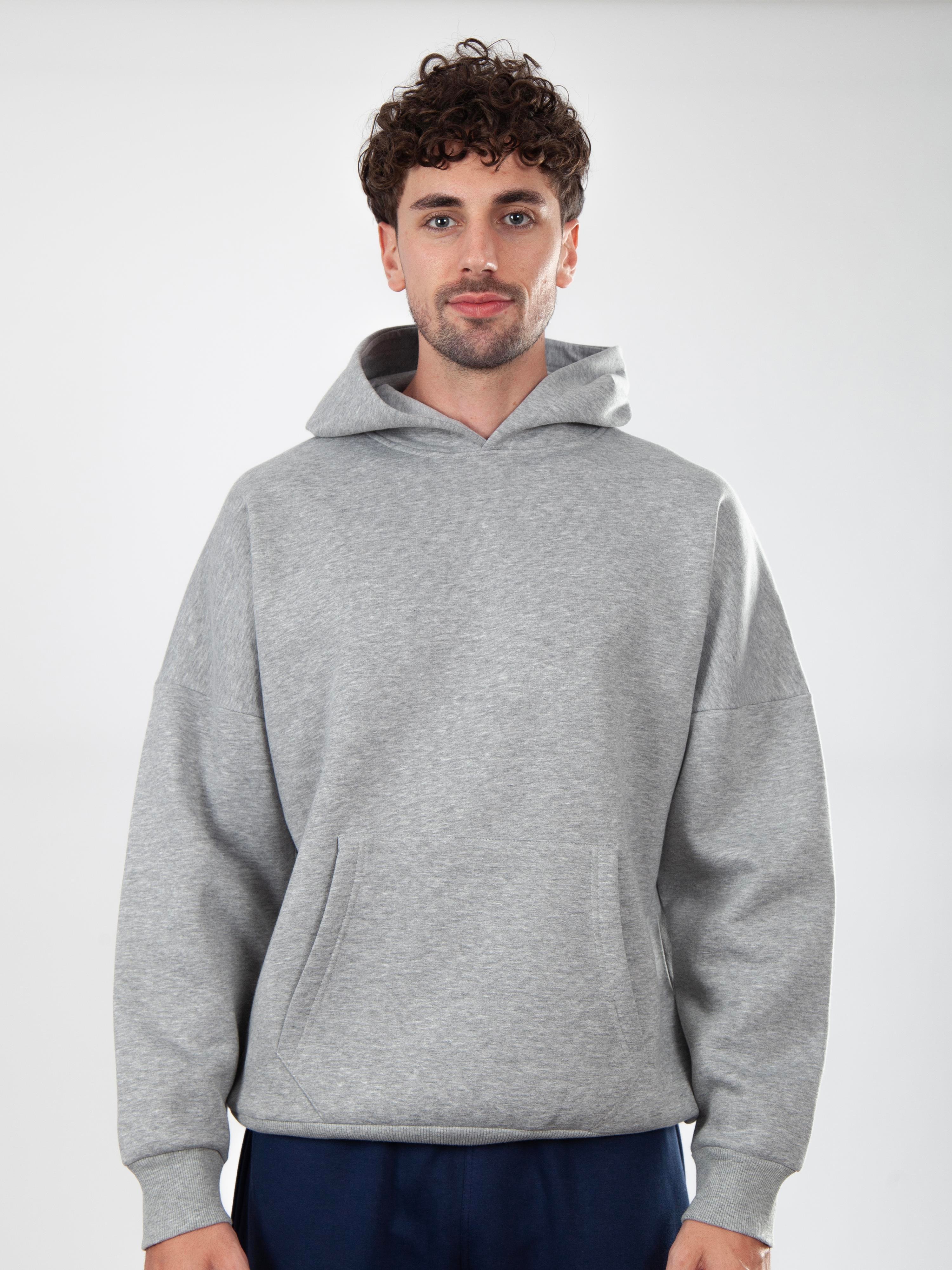 Basic Erkek Oversize Hoodie C107 - GRİ MELANJ