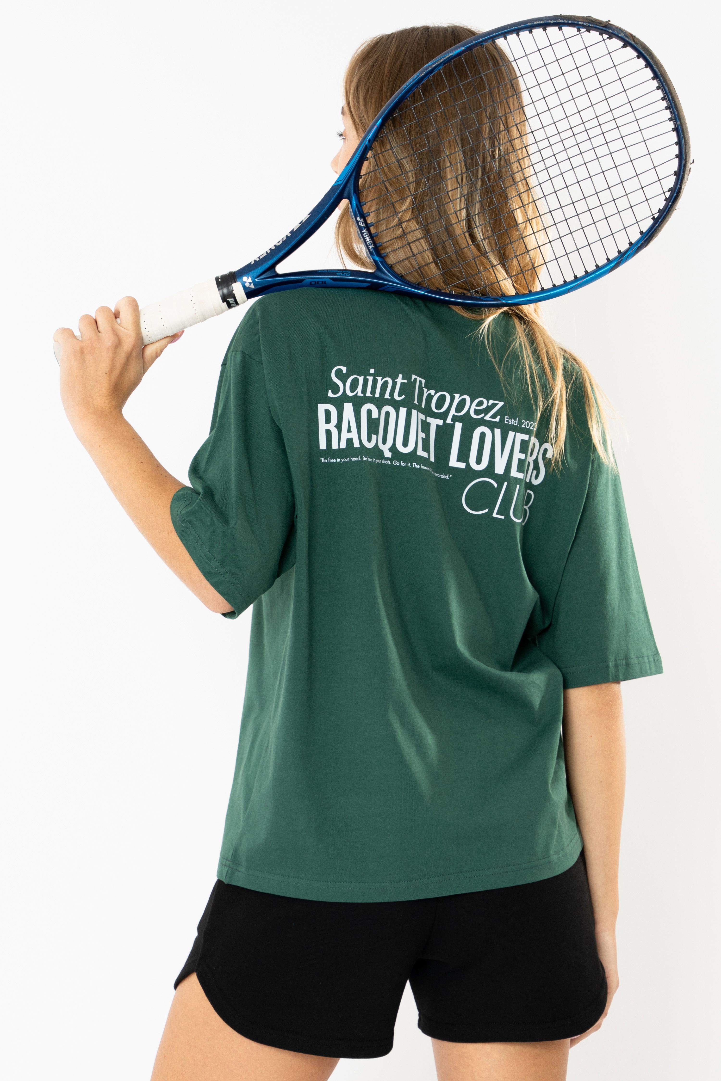 Racquet Lover Oversize T-Shirt Kadın - Yeşil C101