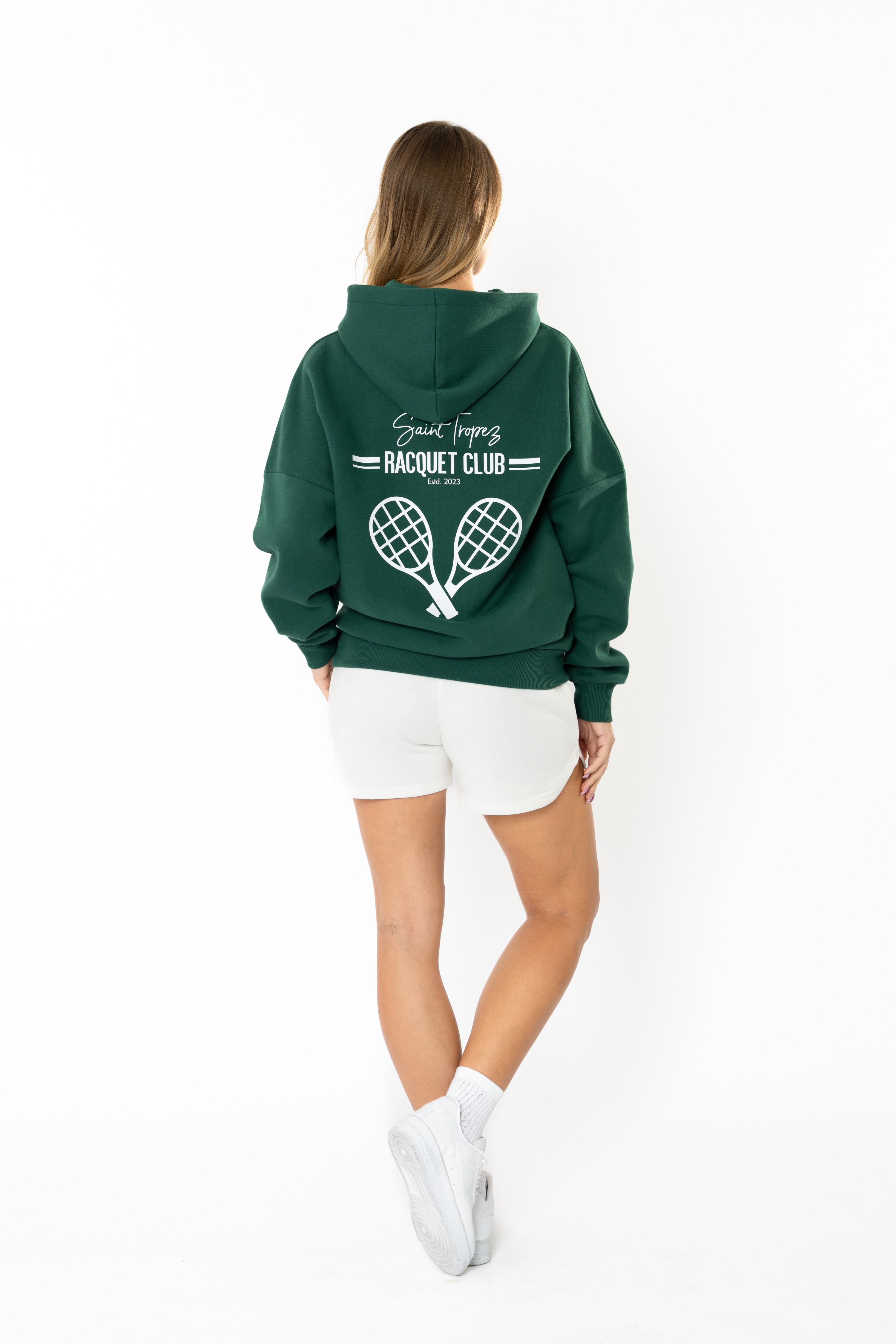 Racquet Club Oversize Hoodie Kadın - Yeşil