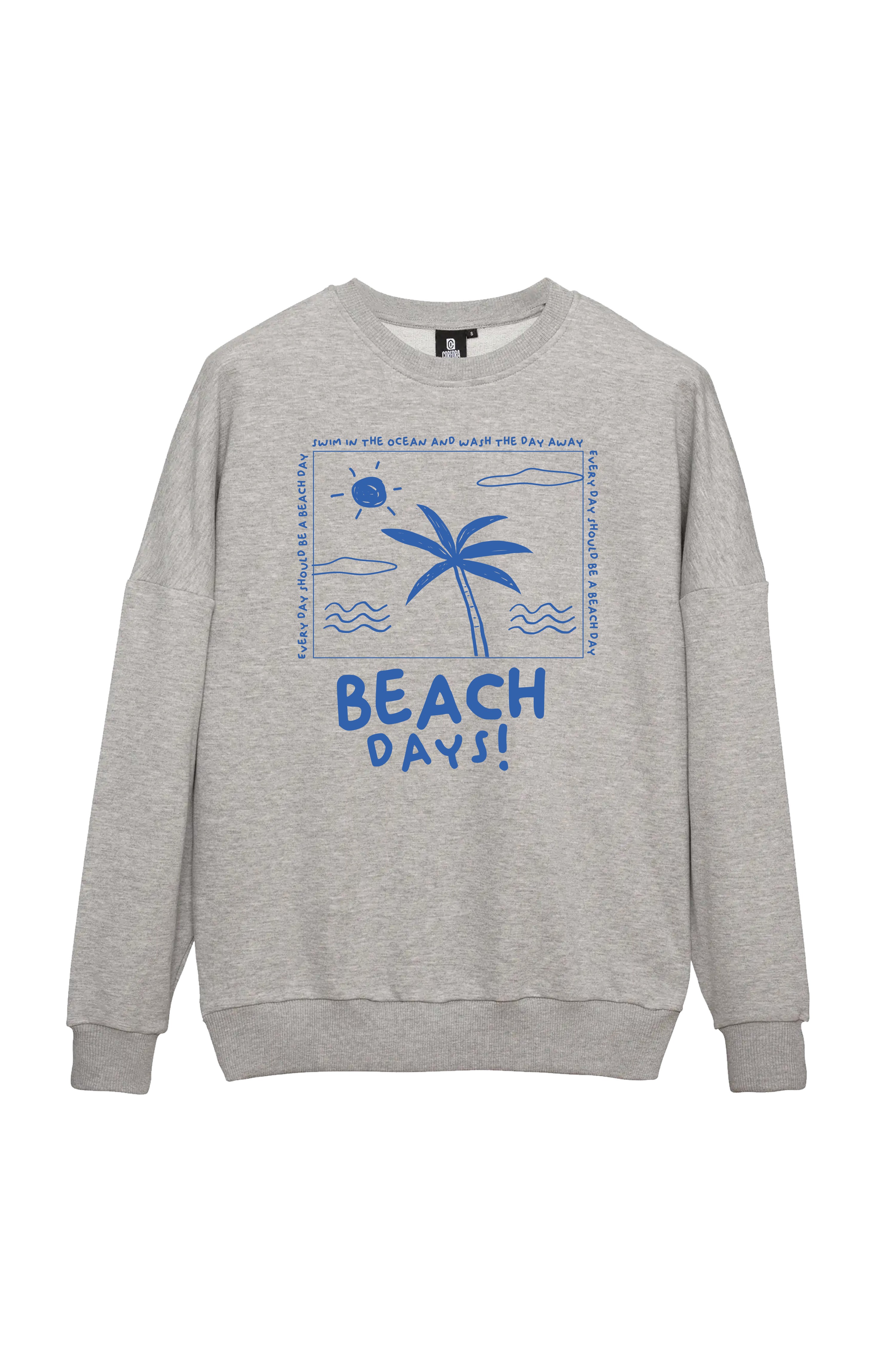 Beach Days Oversize Sweatshirt Kadın - Gri
