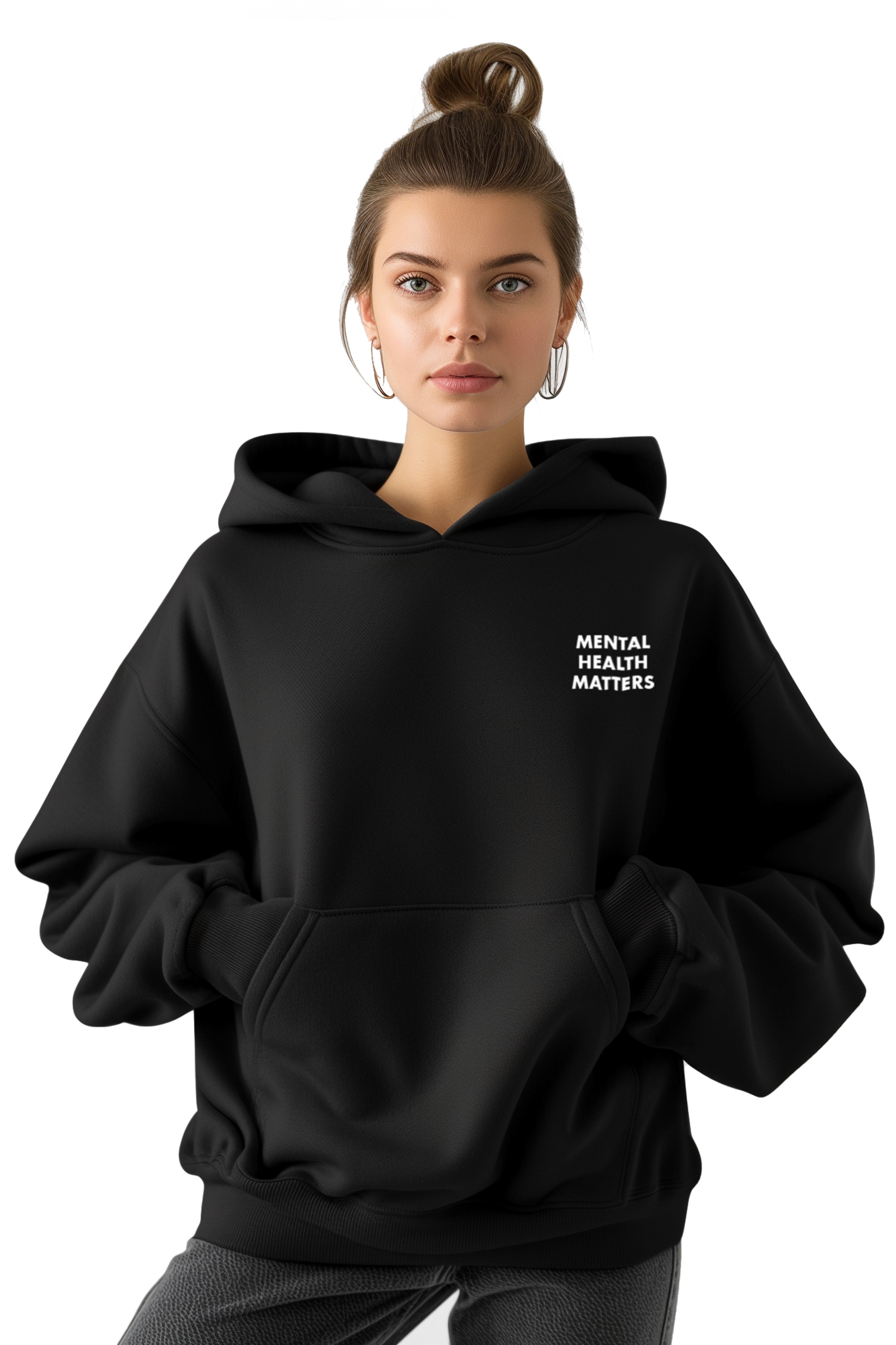 Therapist Oversize Siyah Hoodie - Kadın